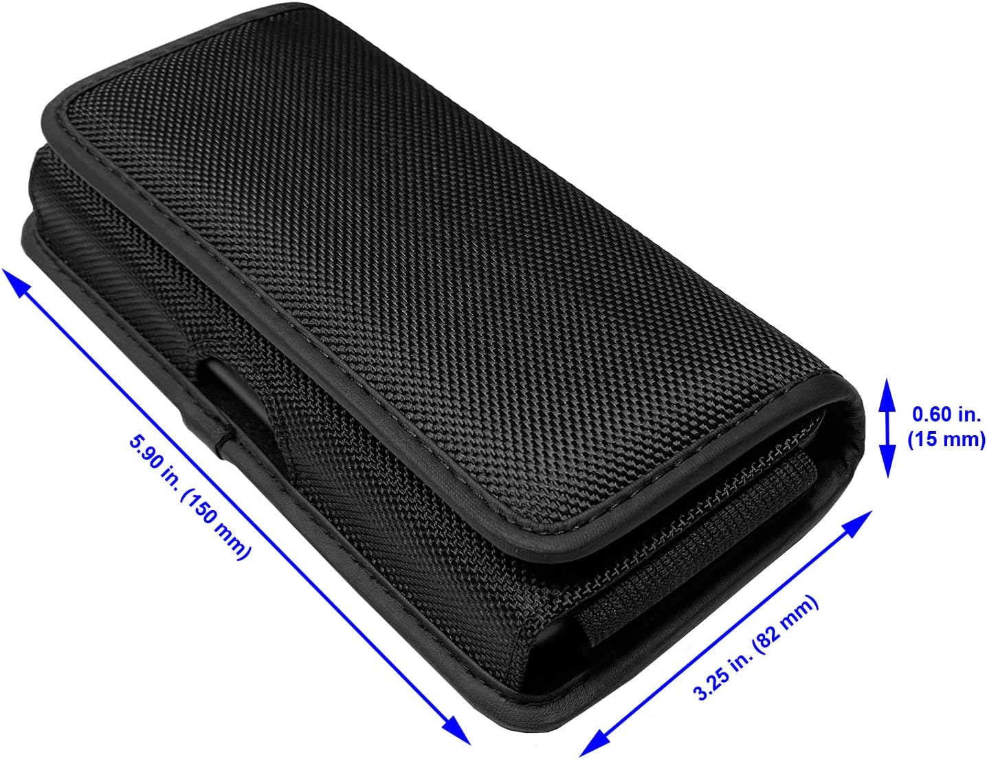 Nylon Cell Phone Holster for Samsung Galaxy A01 A10e S10 S9 S22 5G, LG K30 Phoenix 5 Aristo 5, Orbic Maui+, TCL Signa - Horizontal Case Canvas Waist Carrying Pouch with Belt Clip/Loops, Black