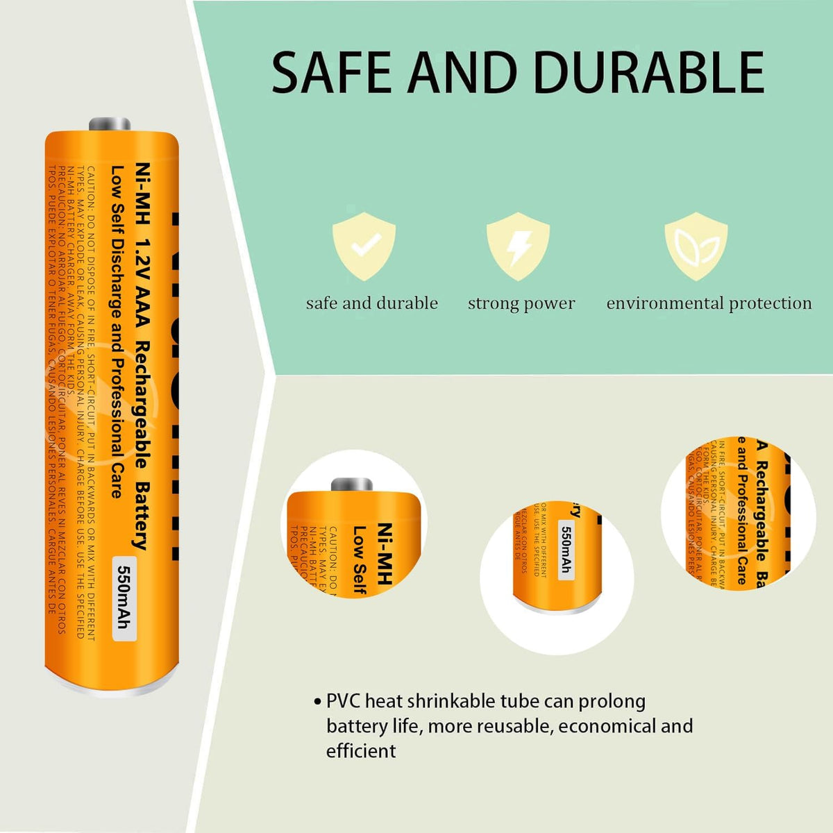 4 Pack NI-MH AAA Rechargeable Battery for Panasonic, 1.2V 550mah AAA Rechargeable Batteries for Panasonic Cordless Phones Handset, Remote Controls, Electronics