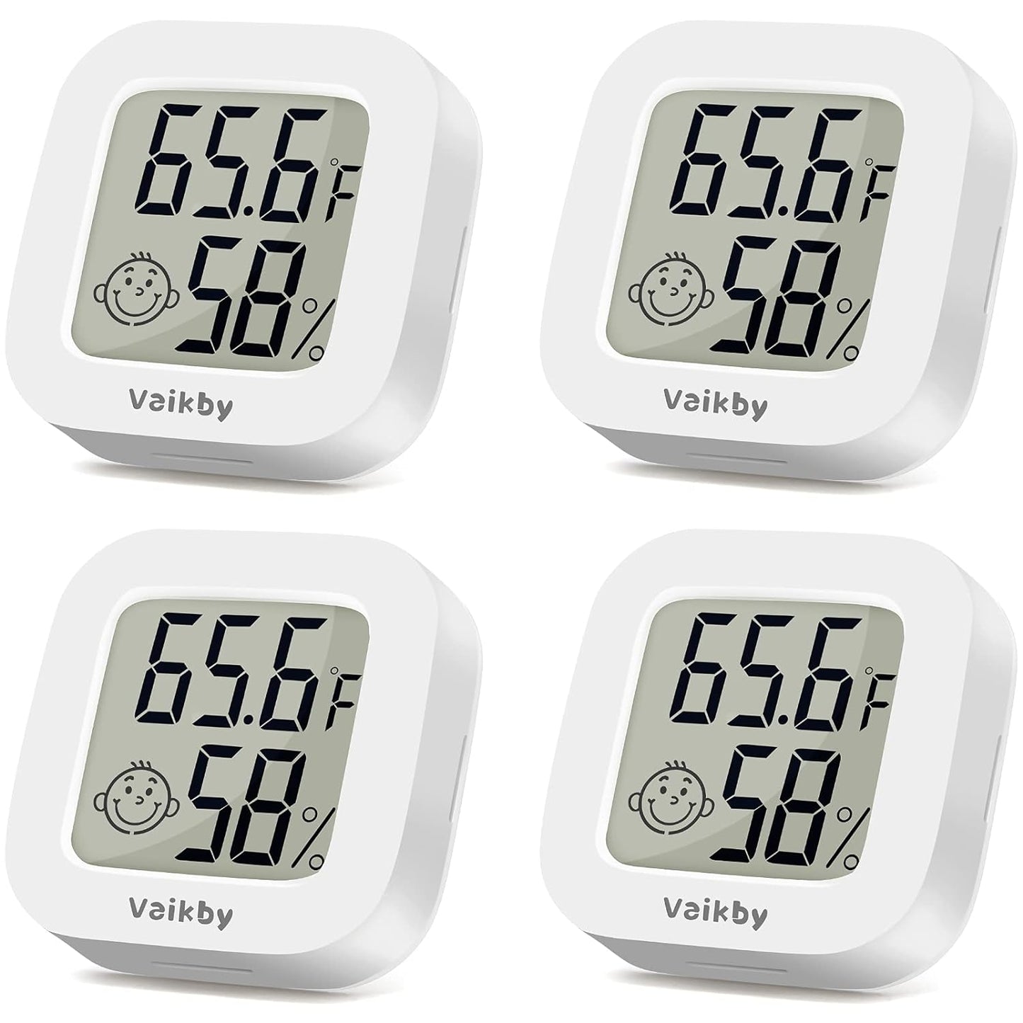 Vaikby Indoor Thermometer 4Pack, Humidity Gauge Meter Digital Hygrometer Room Thermometer for Home, Hight Accurate Temperature and Humidity Monitor, Large LCD Display Fahrenheit or Celsius