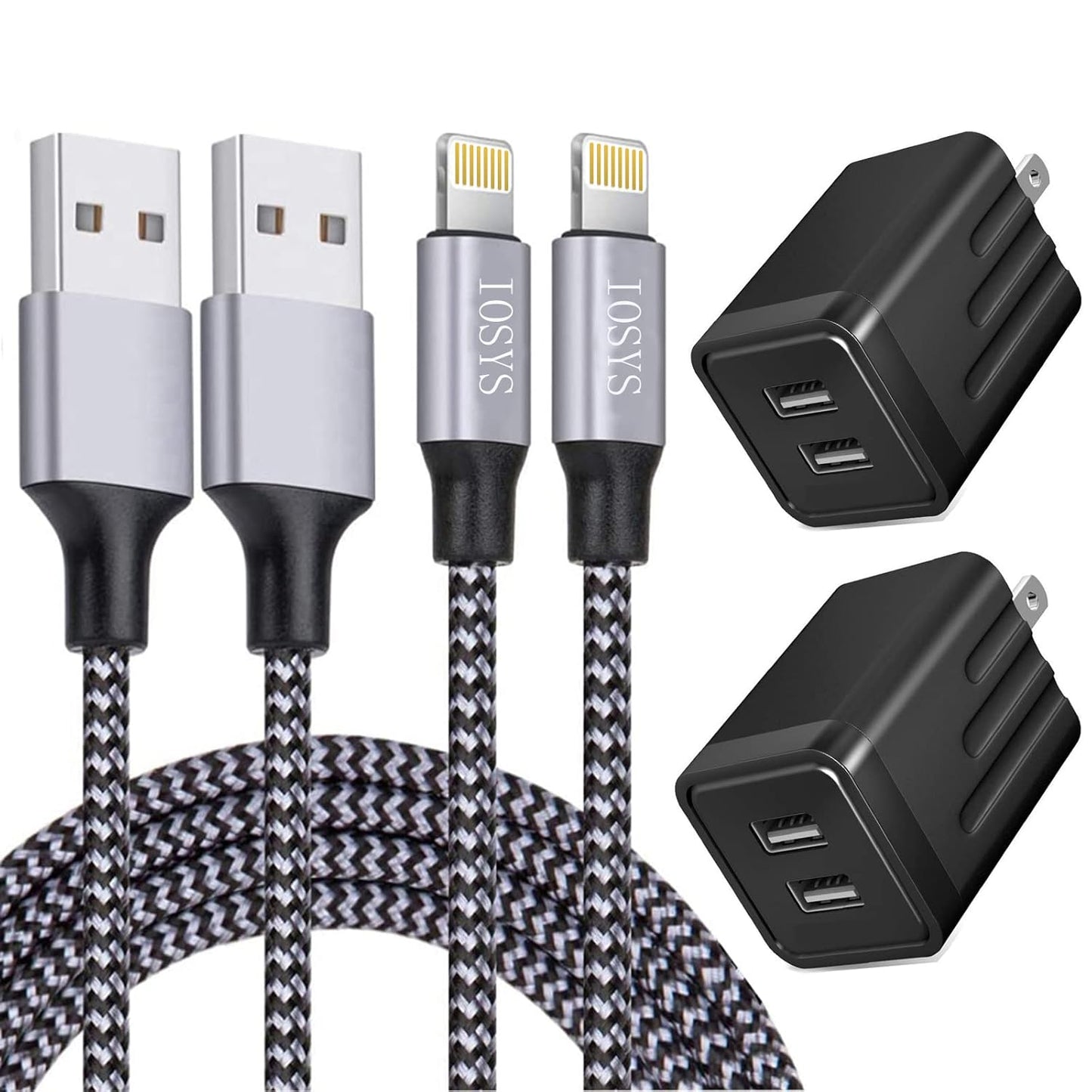 iPhone Fast Charger,iPhone Charger Fast Charging 2Pack Dual Port USB Wall Chargers Block Adapter Plug Long 6FT Fast Charging Lightning Cable Cord for iPhone 14 13 12 11 Pro Max XS X 8 7 Plus SE iPad