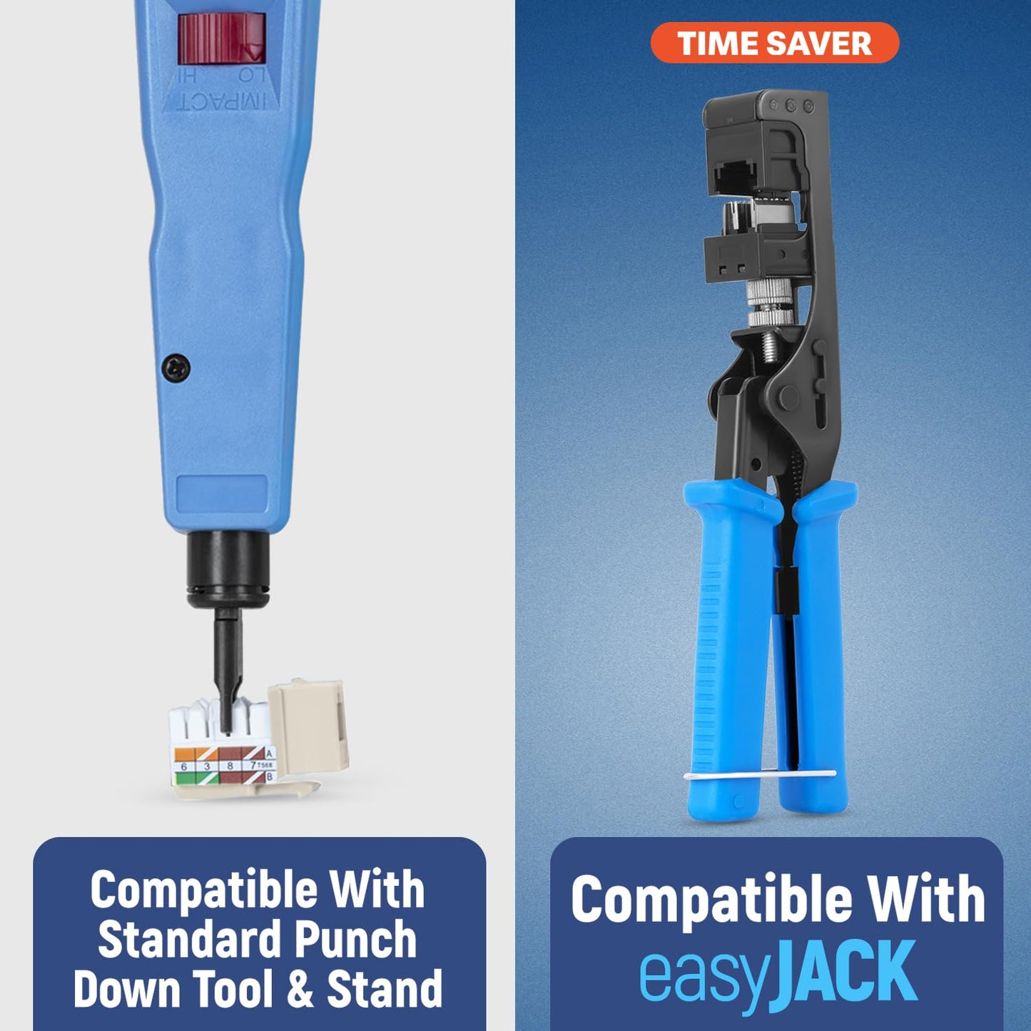 Everest 90° Angled RJ45 Cat6A Keystone Jacks 10-Pack in Light Almond - Slim Profile Female RJ45 Connectors - Cat 6A Keystone Jack - Compatible with 90° Angled Speed Termination Tool - easyJACK