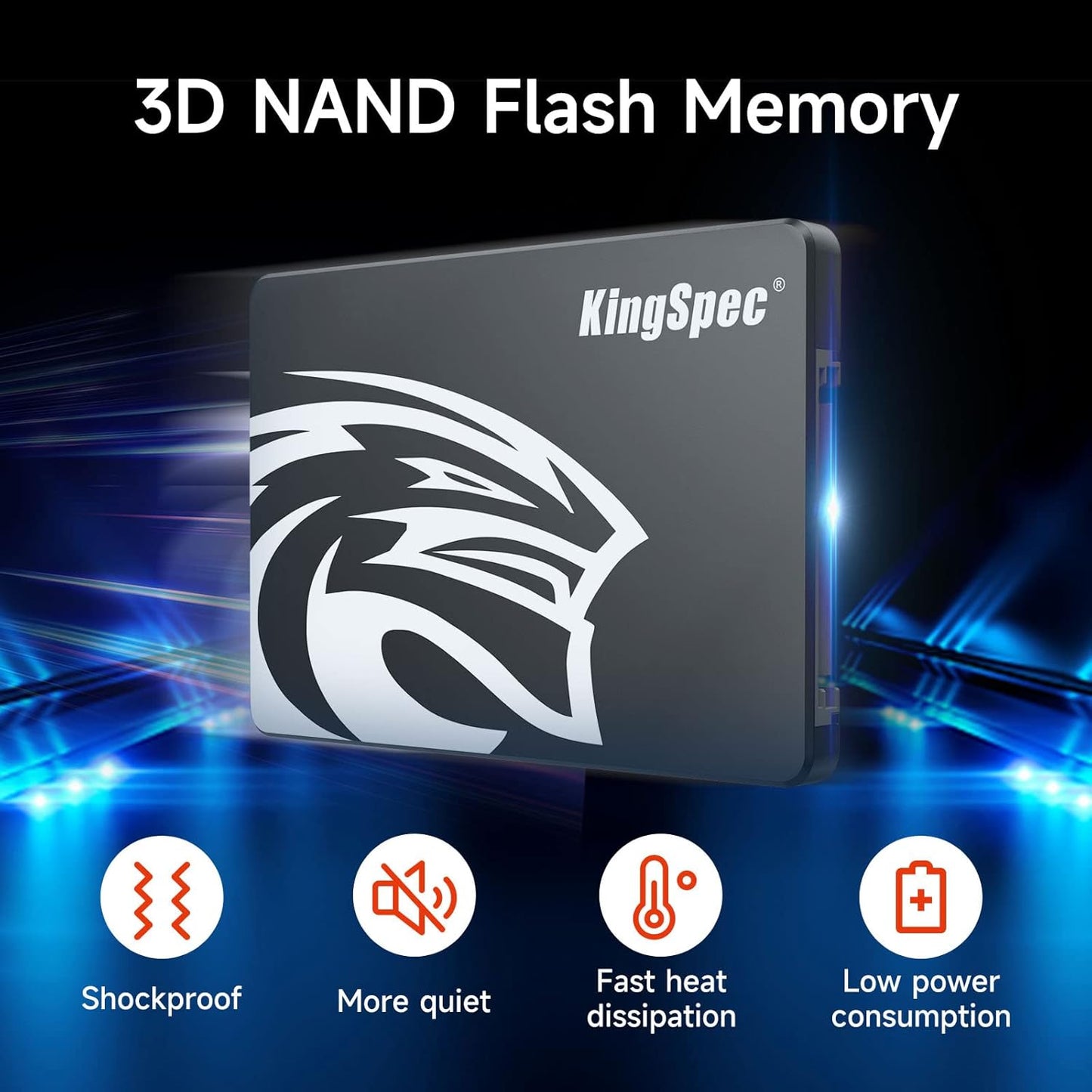 KingSpec 1TB 2.5 SSD SATA III Internal - 550MB/s Read, 520MB/s Write with 3D NAND Flash, for Laptop & Desktop PC Upgrade