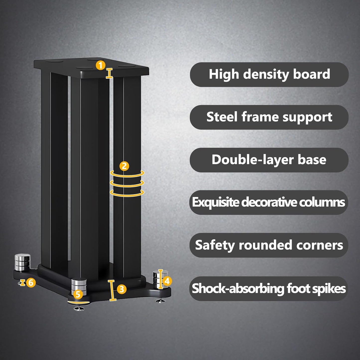 A Pair of Speaker Stands, Bookshelf Speaker Stand Steel Frame Support for Speakers up to 40 kg, Vibration-Absorbing MDF Design, Universal Speaker Stand Improves Sound Quality (30cm/11.8in)
