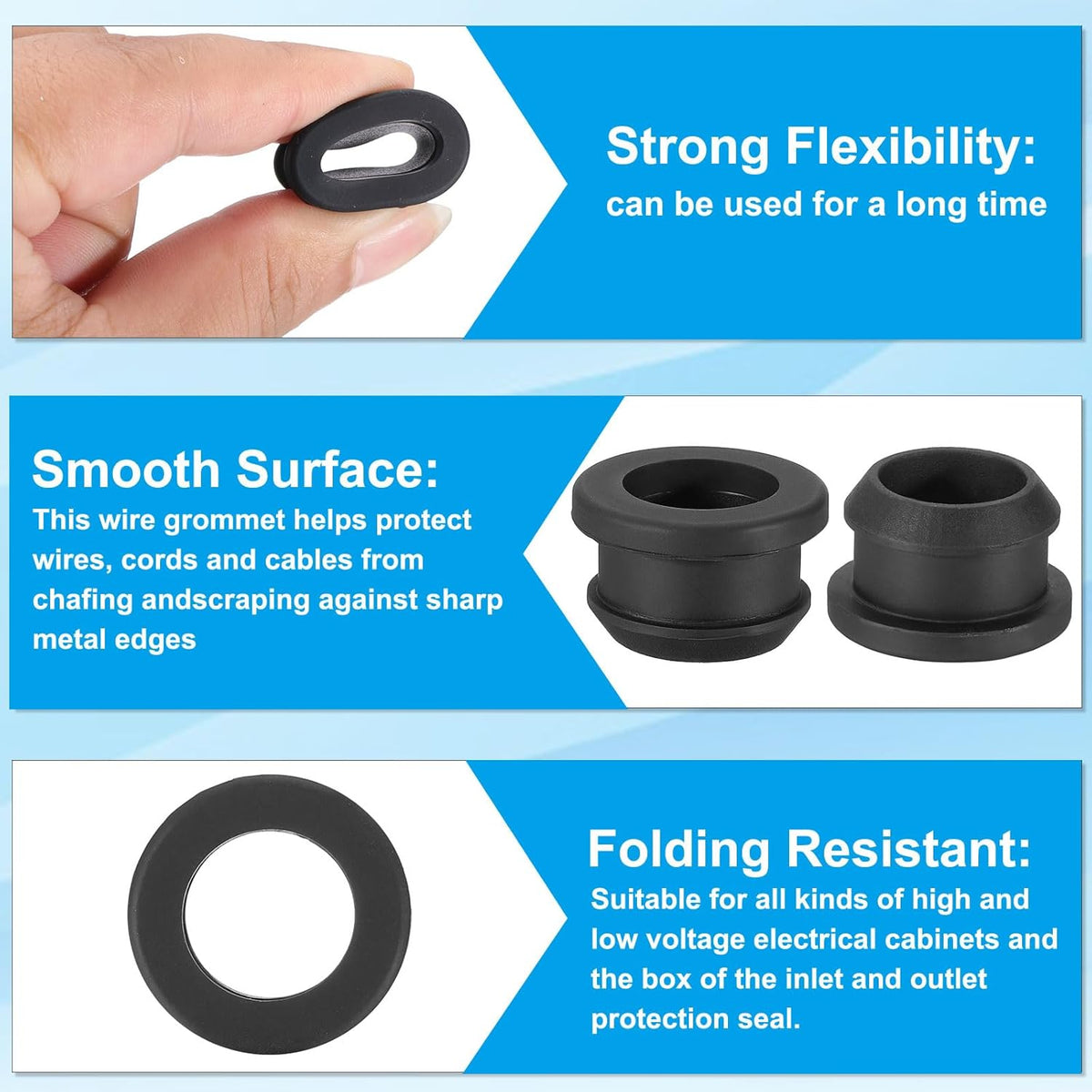PATIKIL 18mm / 11/16 Inch Drill Hole,9/16 Inch ID Rubber Grommets, 12Pcs Top Hat Grommet for Wiring Eyelet Ring Gasket Automotive Firewall Cable Hole Plugs Wires Protection, Black