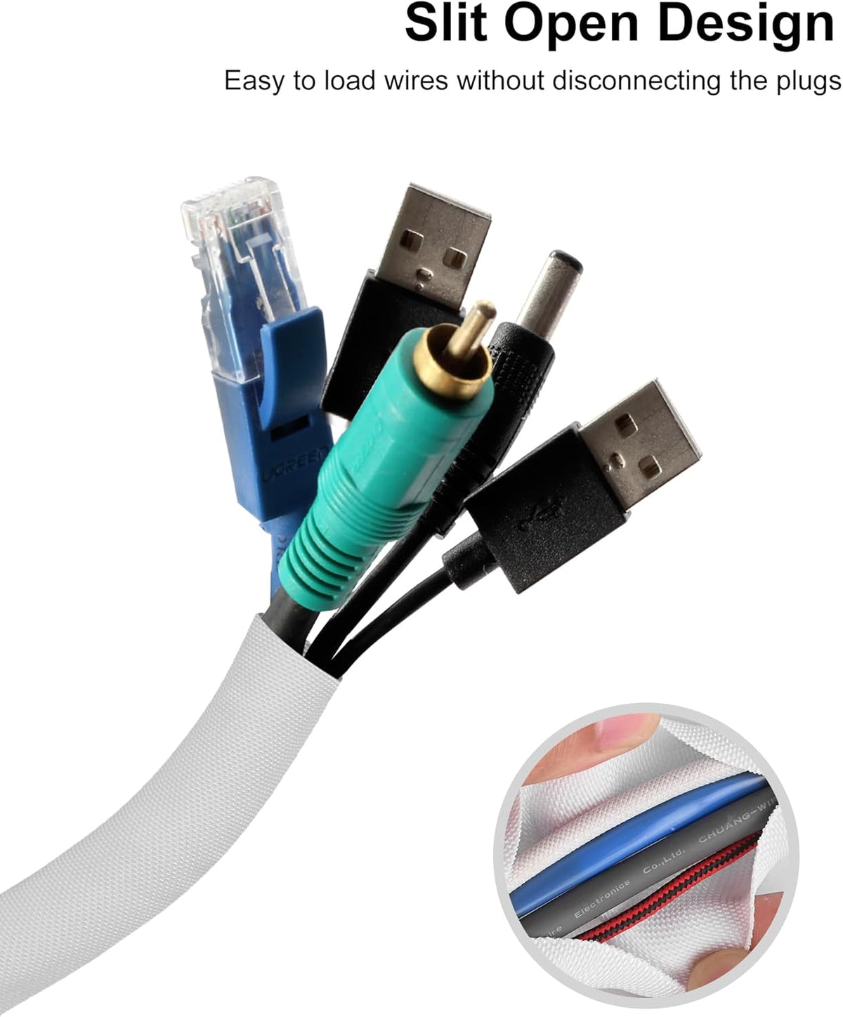 Secbolt Cord Protectors from Pets No Chew, 10ft - 3/8 inch Ultra Durable Cord Covers for Pets, Bite-Resistant Cable and Wire Protector for Cats, Dogs, Rabbits - White