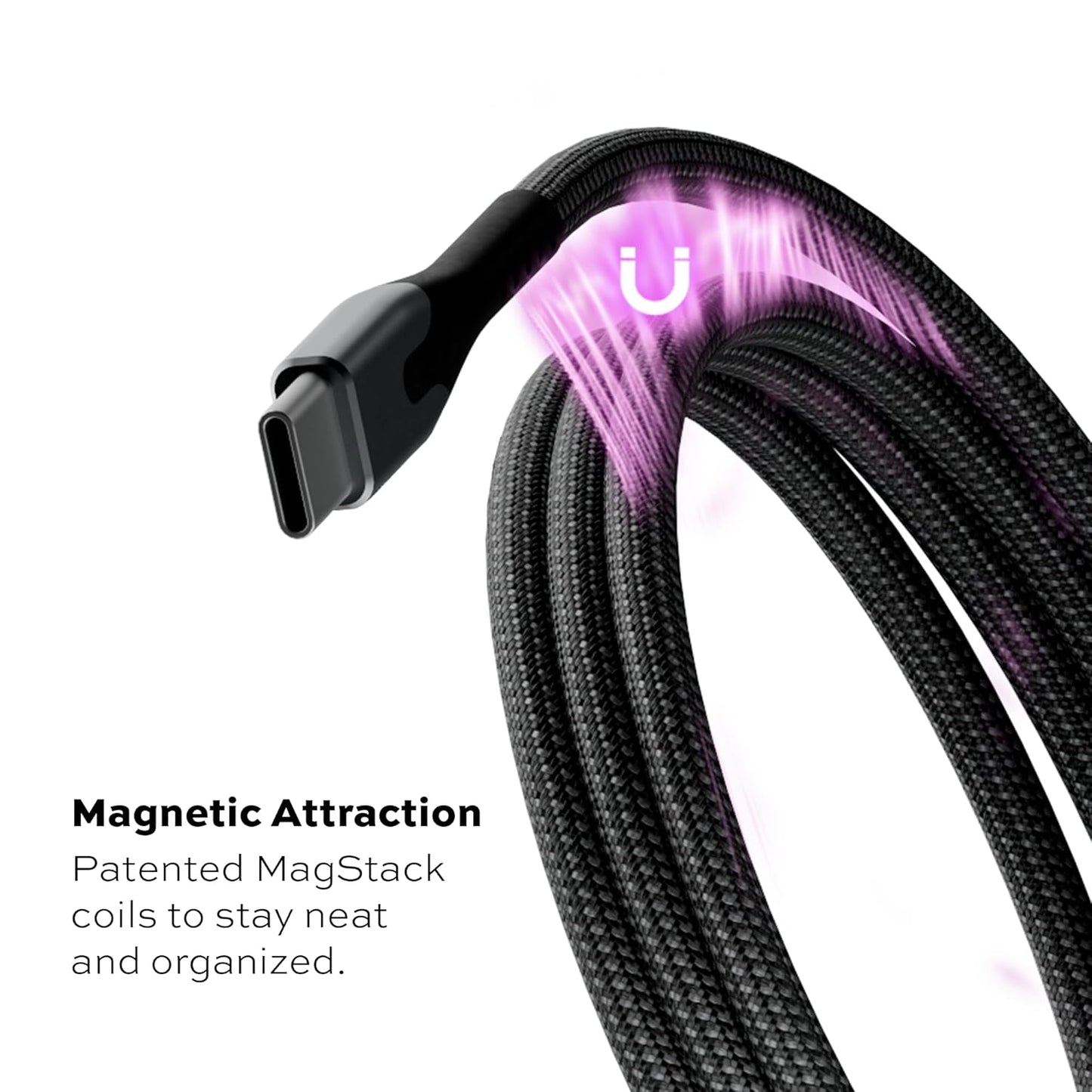 Statik MagStack Pro USB C to USB C Cable, Clutter-Free Magnetic Type C Charger Fast Charging Cord, Magnetic Charging Cable, Compatible with iPhone 16 Pro Max, 15, Galaxy S21, 100W 6FT/2M, 3-Pack