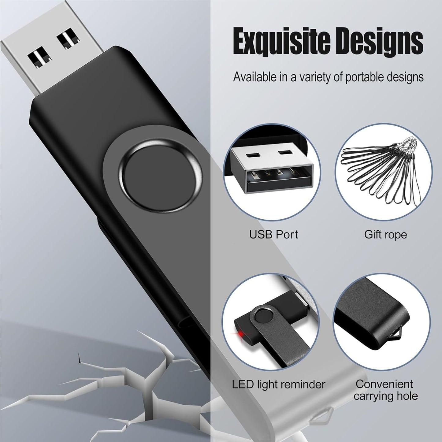 EASTBULL 32GB USB Flash Drive Bulk Thumb Drives 20 Pack with Lanyards USB 2.0 Jump Drive 32GB Memory Sticks Zip Pen Drive for Storage and Backup Black 20PCS