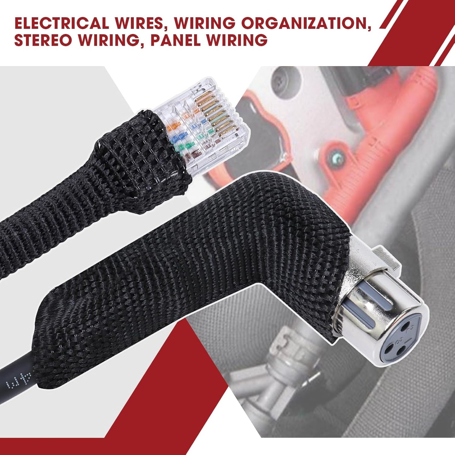 Heat Shrink Wire Loom 2:1 Shrinkable Braided Cable Sleeve 1 Inch ID-46ft Abrasion Protection Flexibility Fabric Wiring Harness Cover Sheath
