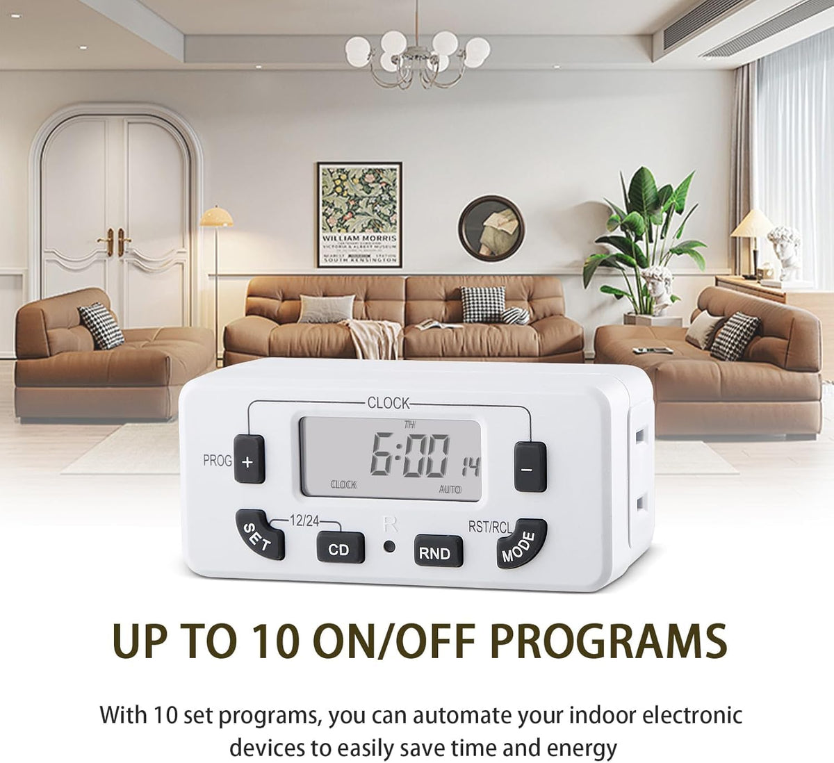 7 Day Programmable Digital Timer Outlet, Indoor Timer with Single Plug-in, Digital Light Timers for Lamp, Fan, Aquarium, 15A 1/2HP, 1 Pack