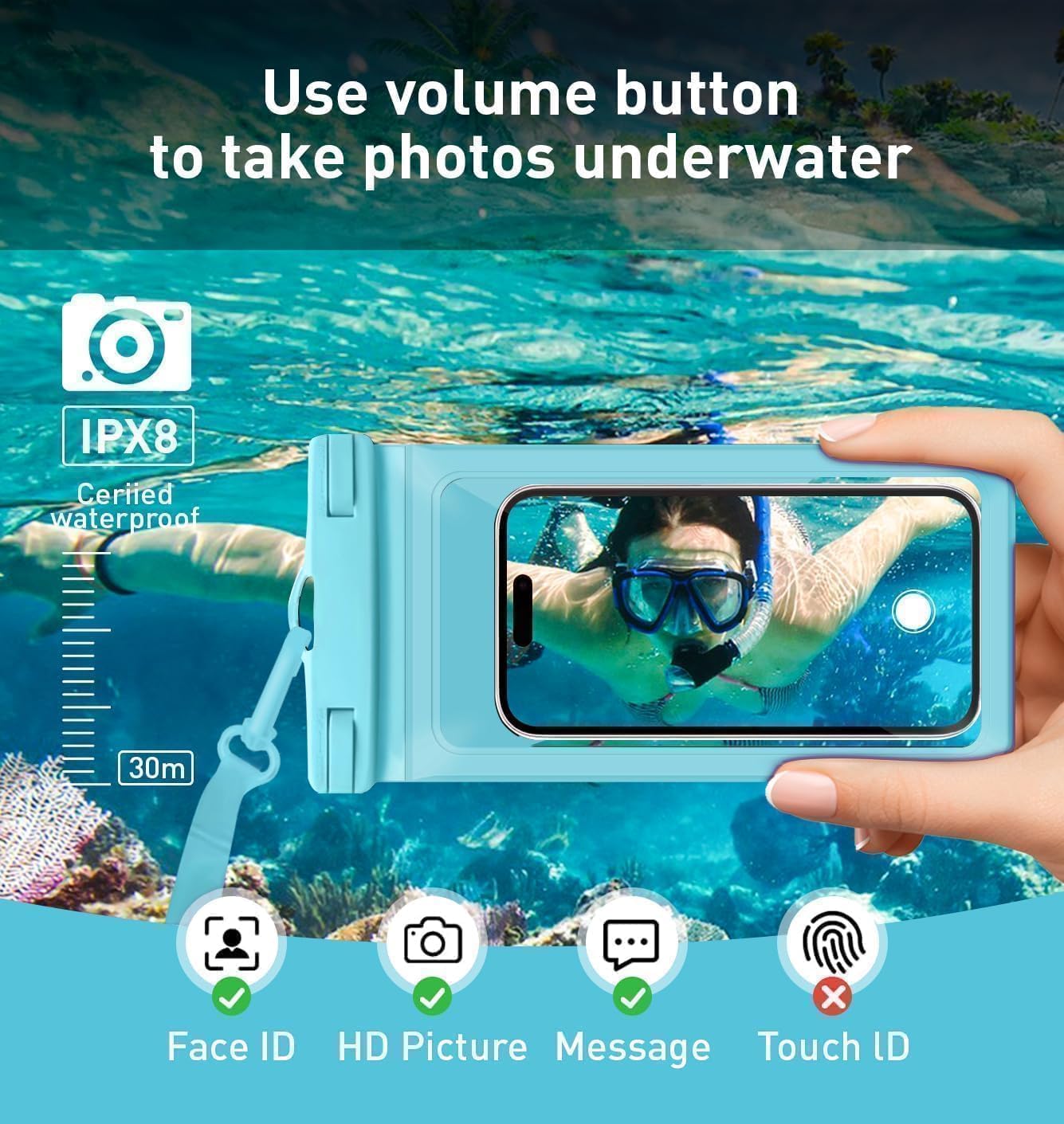 Waterproof Phone Case, with Inside Card Pack, IPX8 Under Water Phone Bag Compatible for iPhone 16 15 14 13 12 Pro Max Plus Cellphone Up to 8.3", Travel Essentials, 2 Pack-Black & Blue