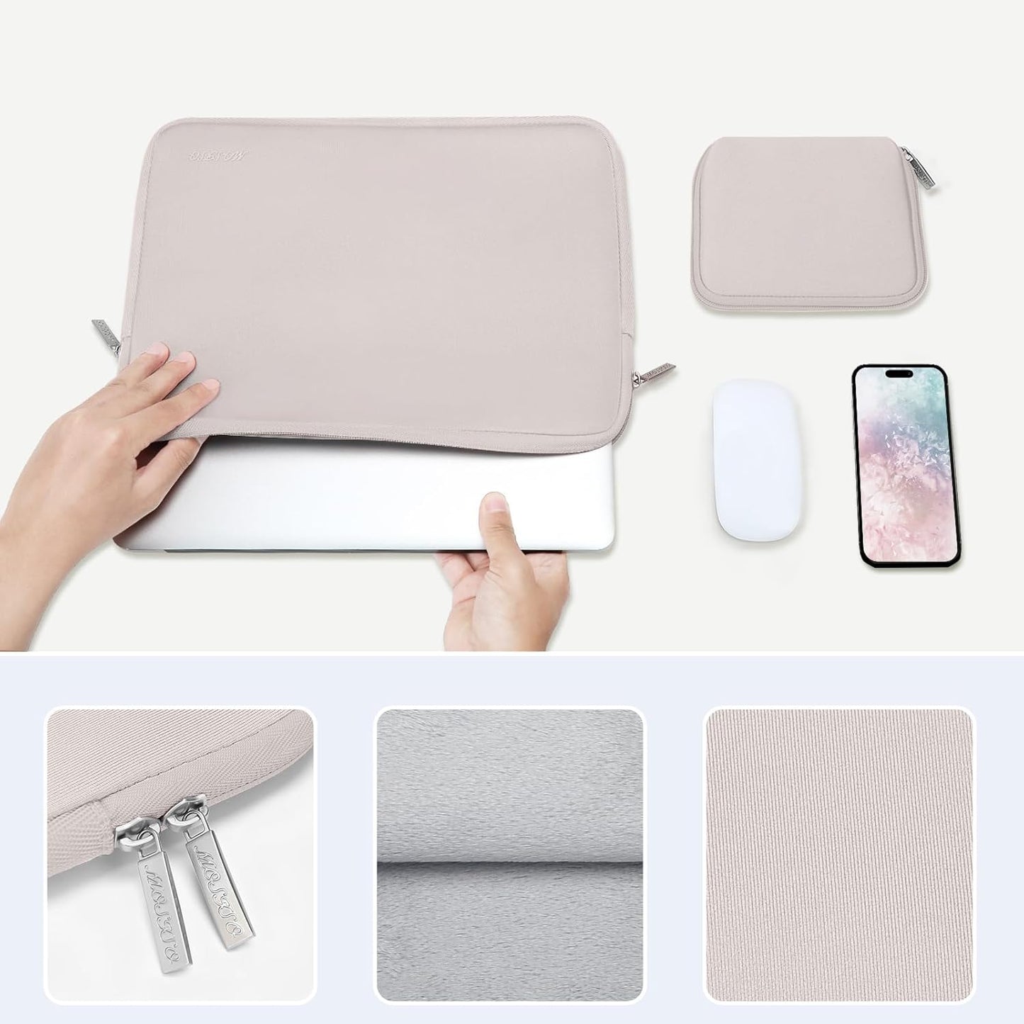 MOSISO Laptop Case 13.3 inch, 13-13.3 inch Laptop Sleeve Bag Compatible with MacBook Air/Pro 13/Pro 14 M5 M4 M3 M2 M1, HP Dell ASUS Lenovo, Neoprene Computer Sleeve Bag with Small Case, Rock Gray