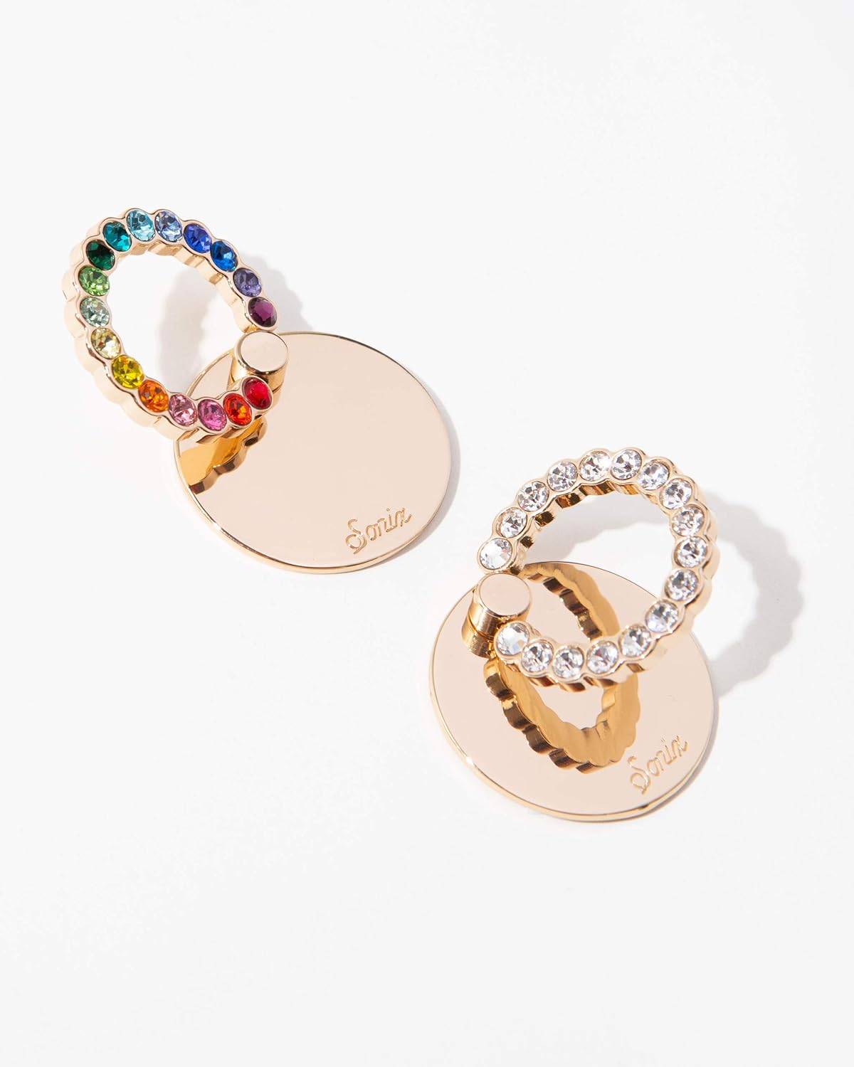 Sonix Embellished Crystal Rhinestone Phone Ring and Stand (Gold, Rainbow)