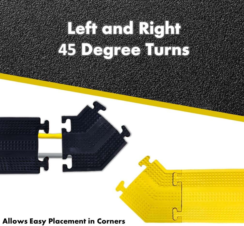 Kable Kontrol Drop Over Floor Cord Cover – 60” Inch Long 1 Channel Cable or Wire Protector – Rubber Ramp for Indoor and Outdoor Use – Yellow