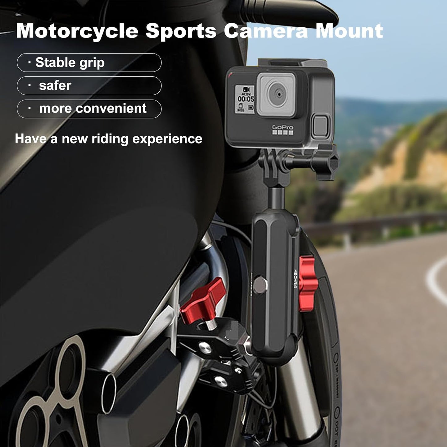 Camera Clamp Mount, Super Clamp Mount with Double Ball Head Magic Arm for Bike Handlebar & Aluminum Alloy & 360°Rotating Ebike Handlebar Bracket for DJl,Go pr0, lnsta36o X5 X4 X3,78005