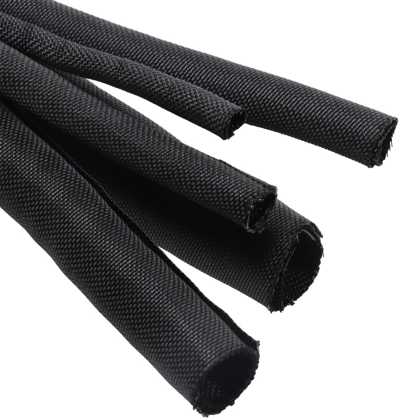 Split Braided Wire Sleeving Loom Mesh Woven for Automotive Wires/Audio Video Cable/Multi-Cable Strings Organized Guard Cover (1/4" - 18 Feet)