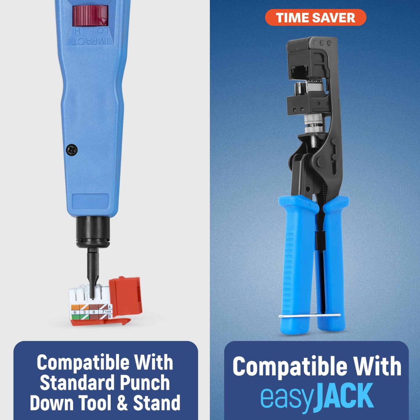 Everest 90° Angled RJ45 Cat6 Keystone Jacks 20-Pack in Orange - Slim Profile Female RJ45 Connectors - Cat 6 Keystone Jack - Compatible with 90° Angled Speed Termination Tool - easyJACK (B094WB91H3)