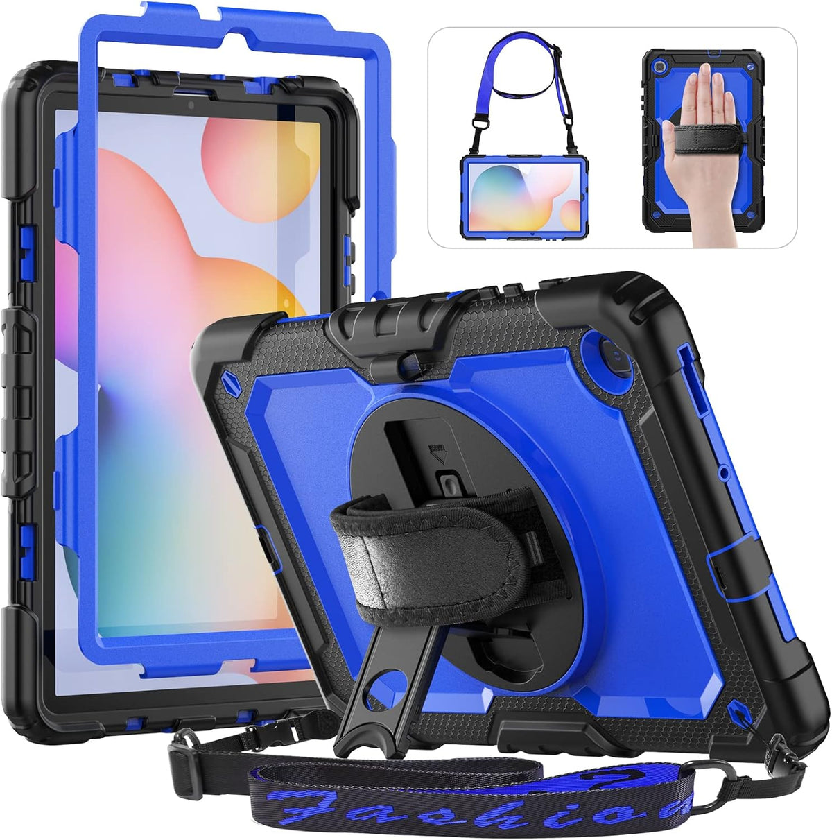 HXCASEAC Case for Samsung Galaxy Tab S6 Lite 10.4 inch, Protective with Screen Protector/Hand Strap/S Pen Holder, Shockproof S6 Lite Tablet Case 2024/2022/2020 SM-P610 SM-P613 SM-P620 - Blue