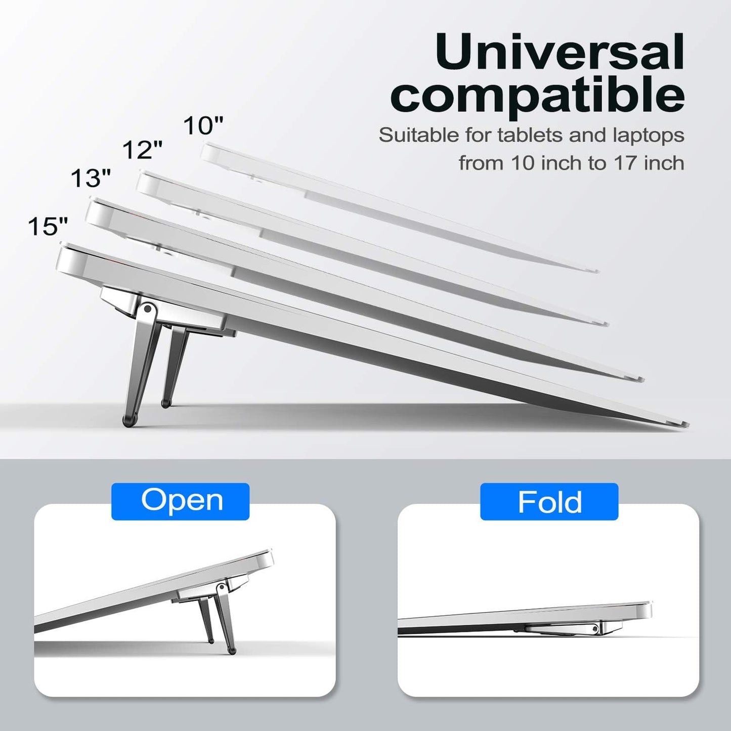 Laptop Stand for Desk, Portable Anti-Slip Keyboard Riser, Zinc Alloy Keyboard Stands, Computer Stand Compatible with MacBook Air/Pro, 10-15.6 Inches Laptops and Keyboards (Sliver)