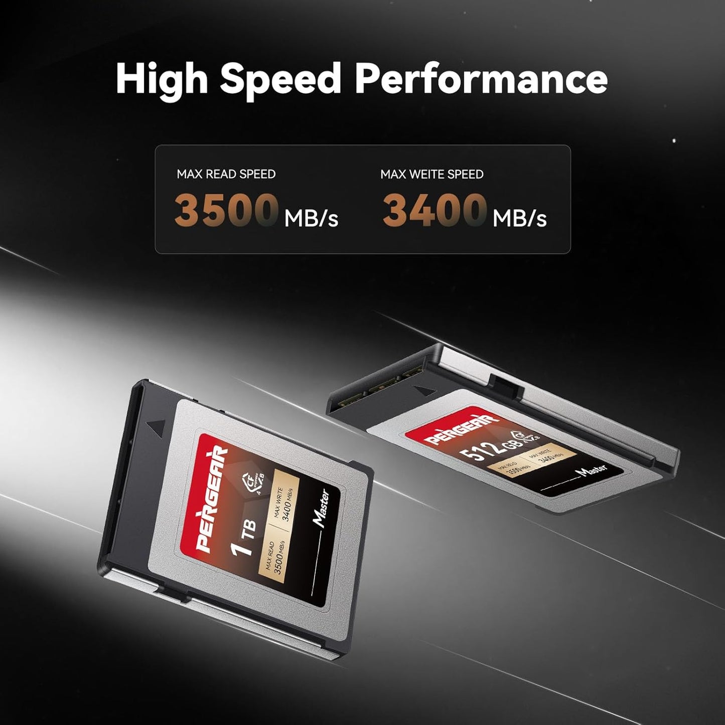 PERGEAR 1TB Cfexpress 4.0 Type B Memory Card(Master Series),3500MB/s Write Speed & 3400MB/s Read Speed,8k RAW Video Recording & Photo,Compatible with C500 Mark III,1DX Mark III;Z6,Z7II,Z9,D850;DC-S1