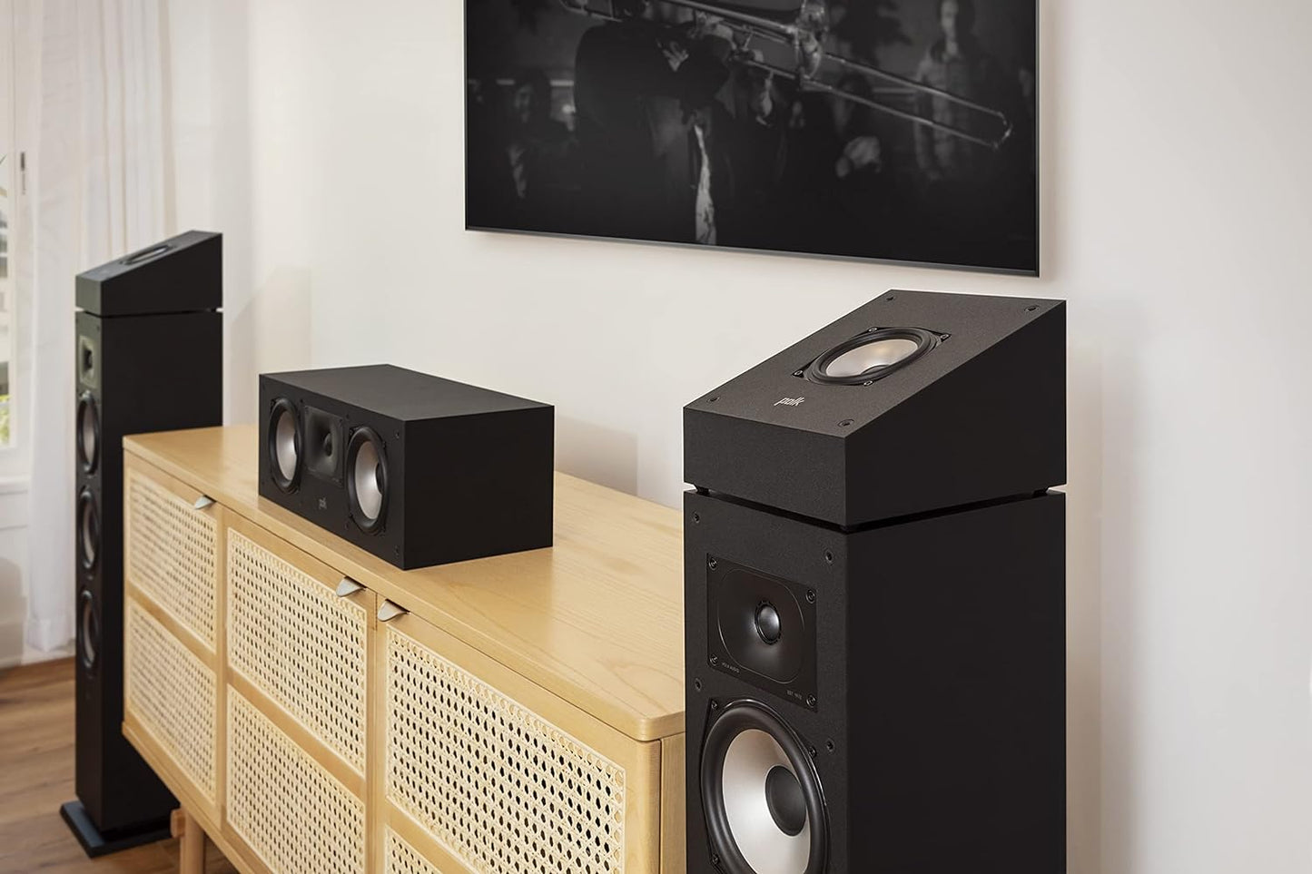 Polk Monitor XT90 Hi-Res Height Speaker Pair for 3D Sound Effect - Dolby Atmos-Certified, DTS:X and DTS Virtual:X Compatible 4" Dynamically Balanced Woofer, Midnight Black