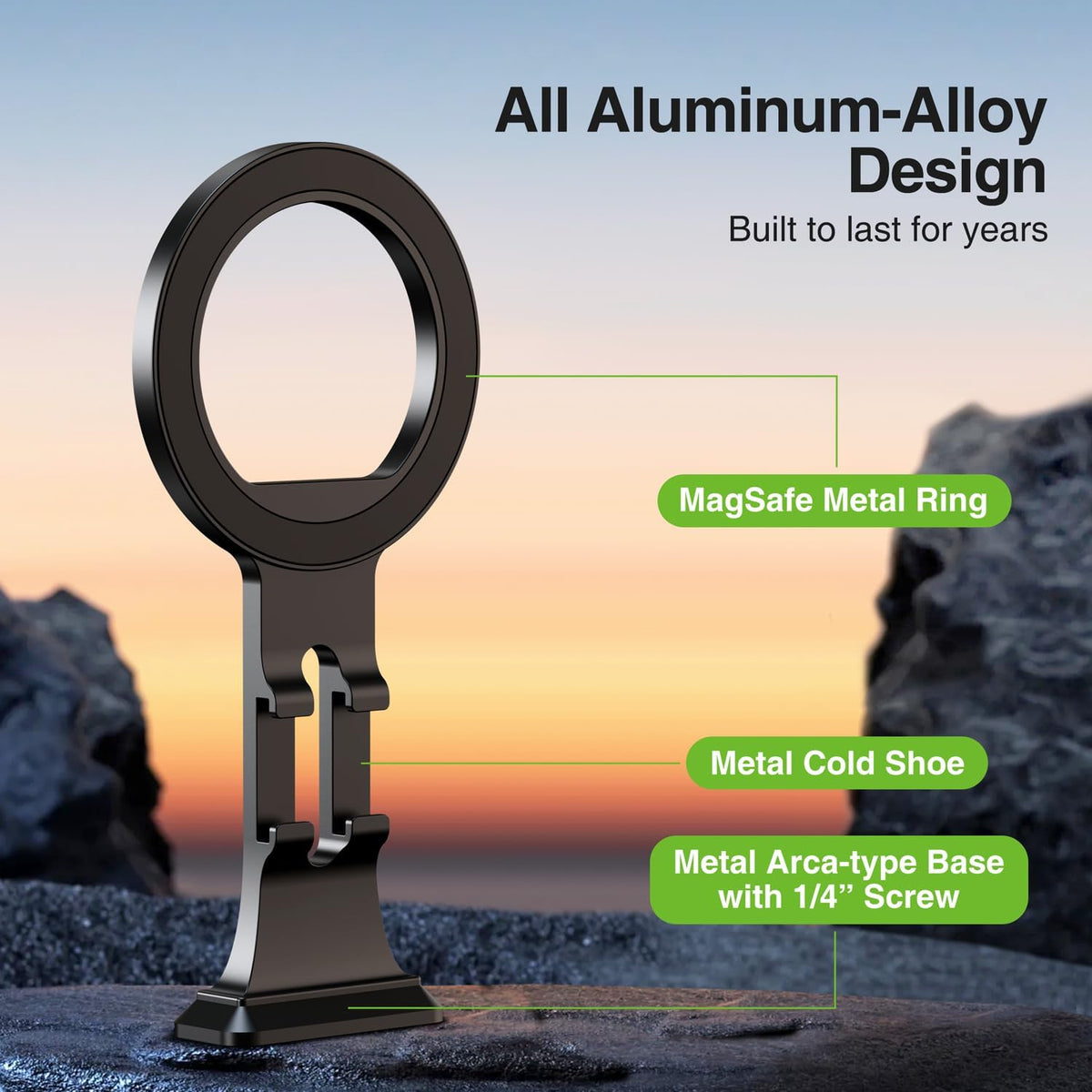 elitehood Aluminum Magsafe Tripod Phone Mount, Compact Phone Holder for Tripod with Arca Swiss Quick Release Plate & 1/4" Screw Adapter, Magnetic iPhone Mount Accessories Fit iPhone 16 15 14 13 Series