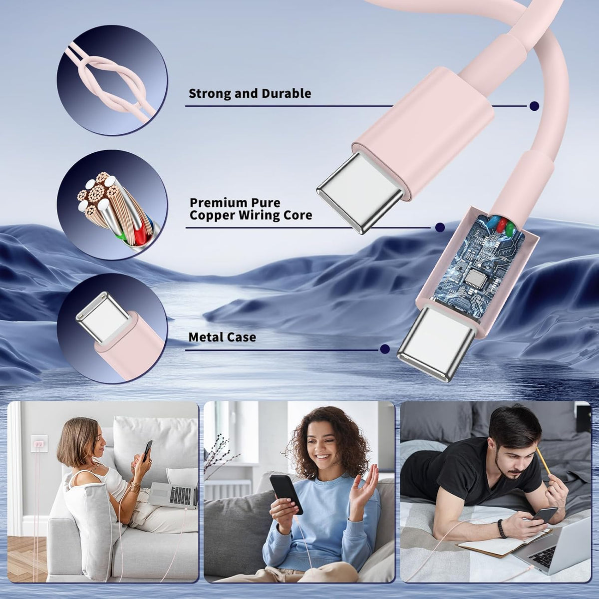 Super Fast Samsung Charger Type C,45W Dual Port USB C Fast Charger Block [2-Pack] & Extra Long 60W 3/6/6/10FT USB C Cable - PD Quick Charging 3.0 for Samsung Galaxy S25 Ultra/S24+/S23 iPhone 16