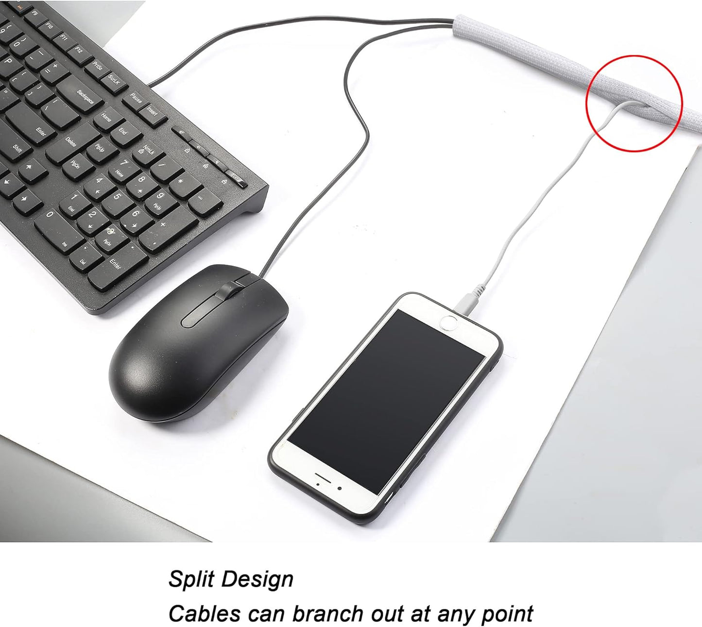 CrocSee 25ft - 1/2 inch Braided Cable Management Sleeve Cord Protector - Self-Wrapping Split Wire Loom for TV/Computer/Home Theater/Engine Bay - White