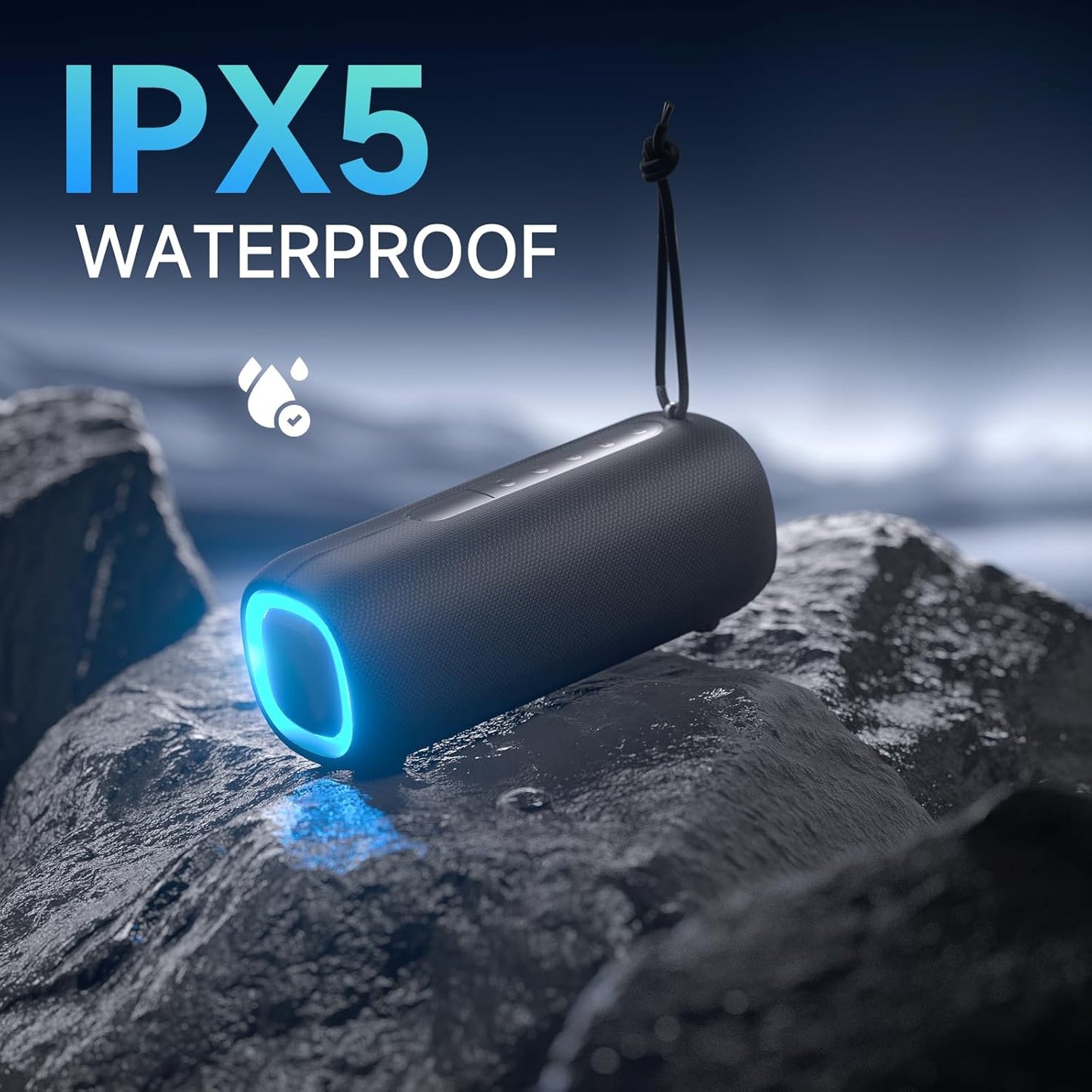 Portable Bluetooth Speaker, Wireless Bluetooth Speaker with Clear Loud Stereo Sound, IPX5 Waterproof Speakers with RGB Lights, BT5.3, Long Playtime, TWS Pairing for Home Outdoor Party Beach Travel