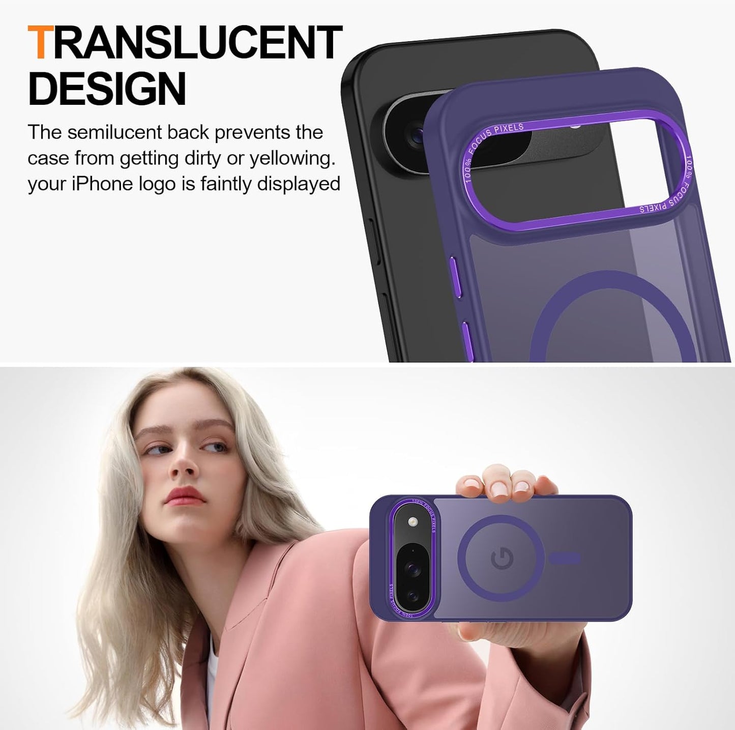Magnetic for Google Pixel 10/Pixel 10 Pro Case, [Military Grade Drop Protection] [Compatible with MagSafe] Shockproof Slim Translucent Matte Anti-Slip for Women Girls Men Case, Deep Purple