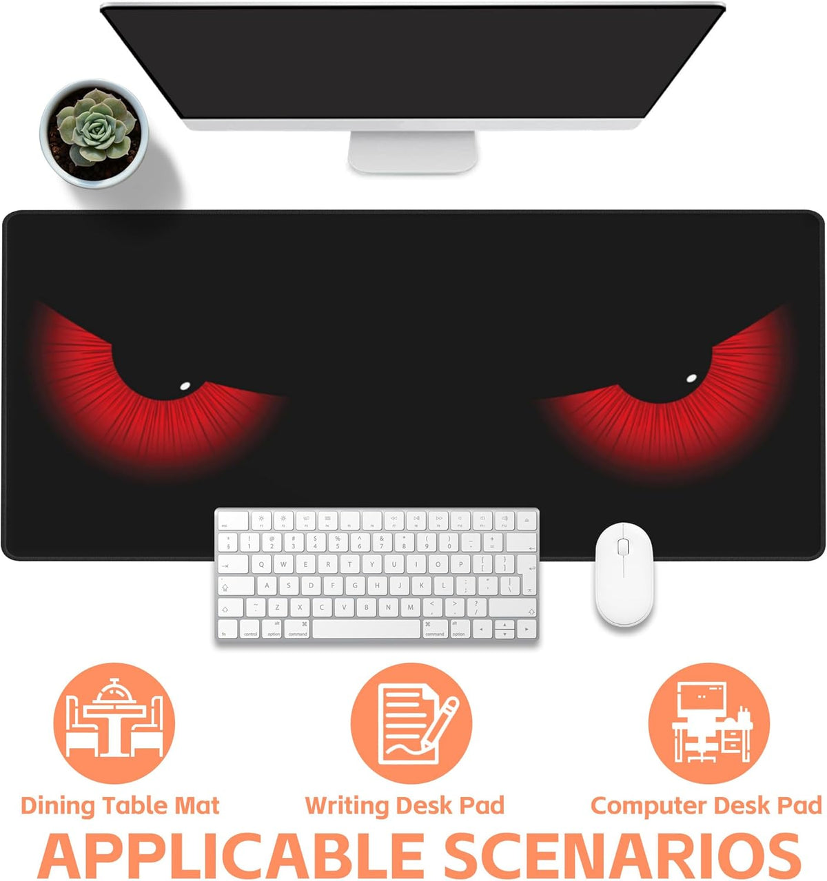 Mouse Pad Large Evil Eyes Non-Slip Game Desk Mat with Stitched Edge Laptop Keyboard Desk Pad for Work Home Gaming (35.4 x 15.7 Inches)