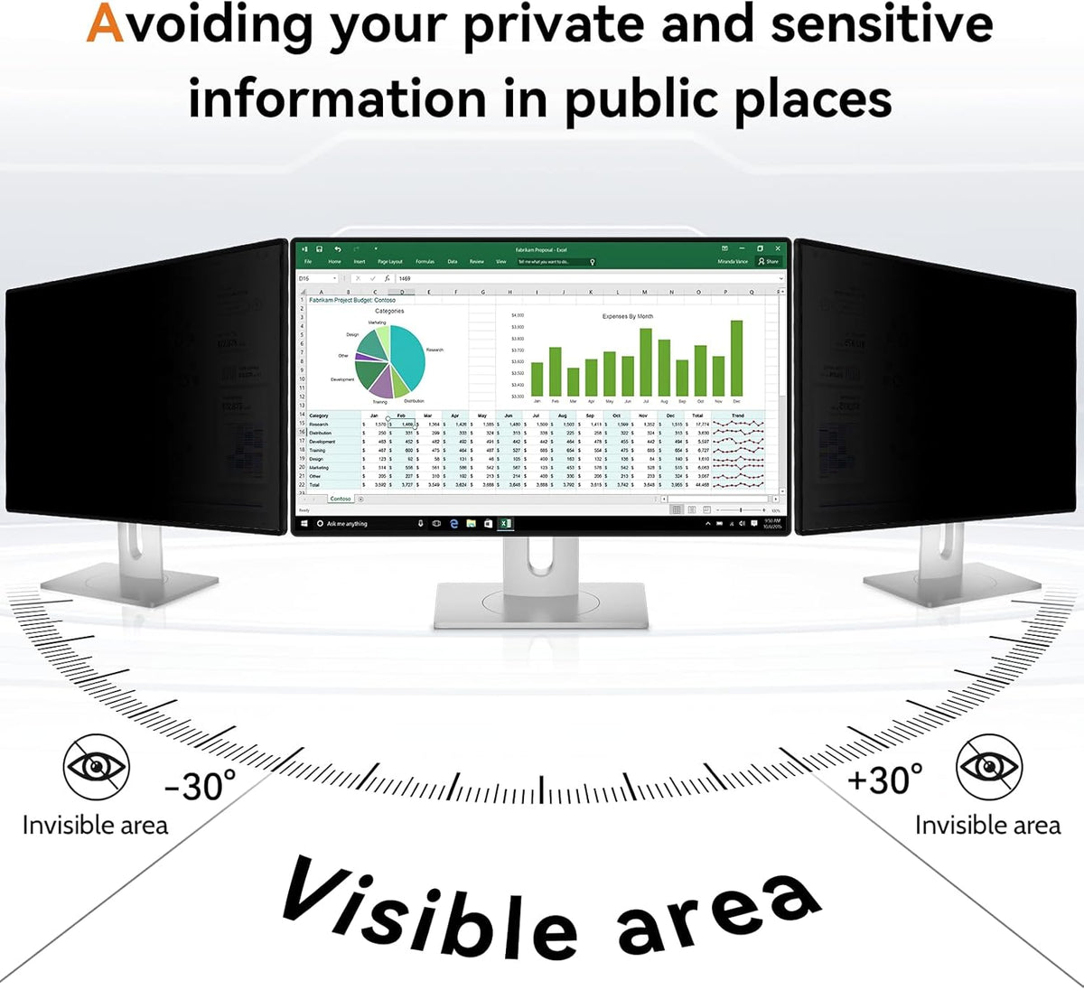 34 Inch Curved Computer Privacy Screen Filter for 21:9 Aspect Ratio Widescreen Monitor - Anti Glare Blue Light Filter, Removable Computer Monitor Privacy Shield, Anti-Scratch Screen Protector