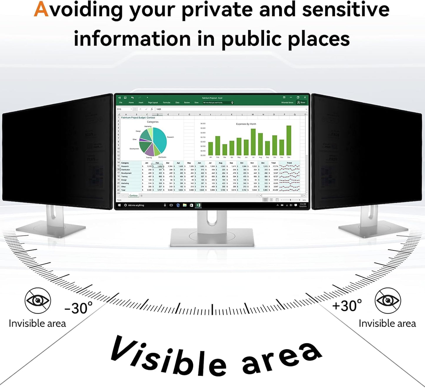 Mamol 23 Inch Computer Privacy Screen Filter for 16:9 Widescreen Monitor, Anti Glare & Blue Light Filter, Removable Computer Monitor Privacy Shield, Anti-Scratch Screen Protector Film 23 in