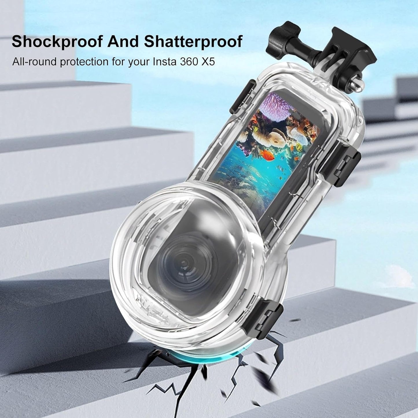 PULUZ Invisible Dive Case for Insta360 X5, [196ft/60m] Waterproof Case Diving Housing Cover Protective Underwater Shell for Insta 360 X5 Action Camera Accessories