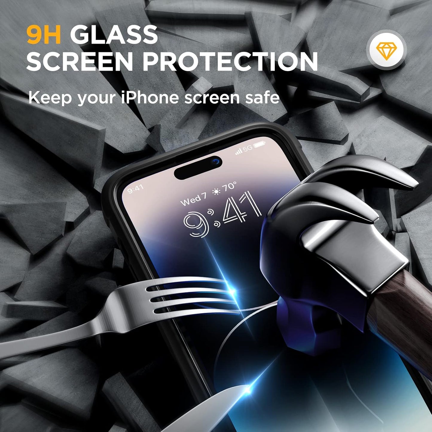 Miracase Glass Series Designed for iPhone 14 Pro Max Case 6.7 Inch, Upgrade Full-Body Bumper Case with Built-in 9H Tempered Glass Screen Protector with Camera Lens Protector, Black