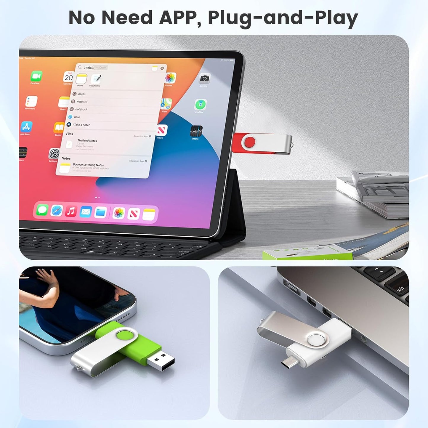 ABLAZE 16GB USB C Flash Drive 10 Pack, OTG USB 2.0 + Type C Memory Stick Dual Type C Thumb Drive Compatible with iPhone 16/15, Android Smartphone, Computers, Tablets, Mac,iPad,PC