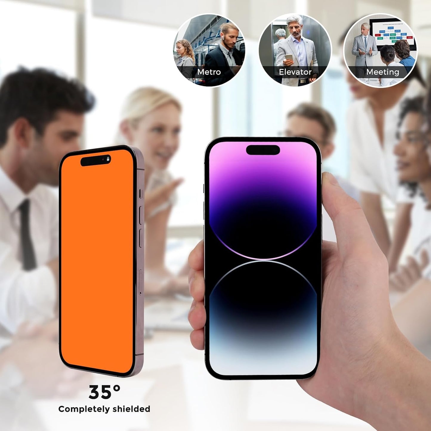 For iPhone 15 pro max privacy screen protector - anti-blue light, anti-glare, anti-spy gradient color privacy screen protector film