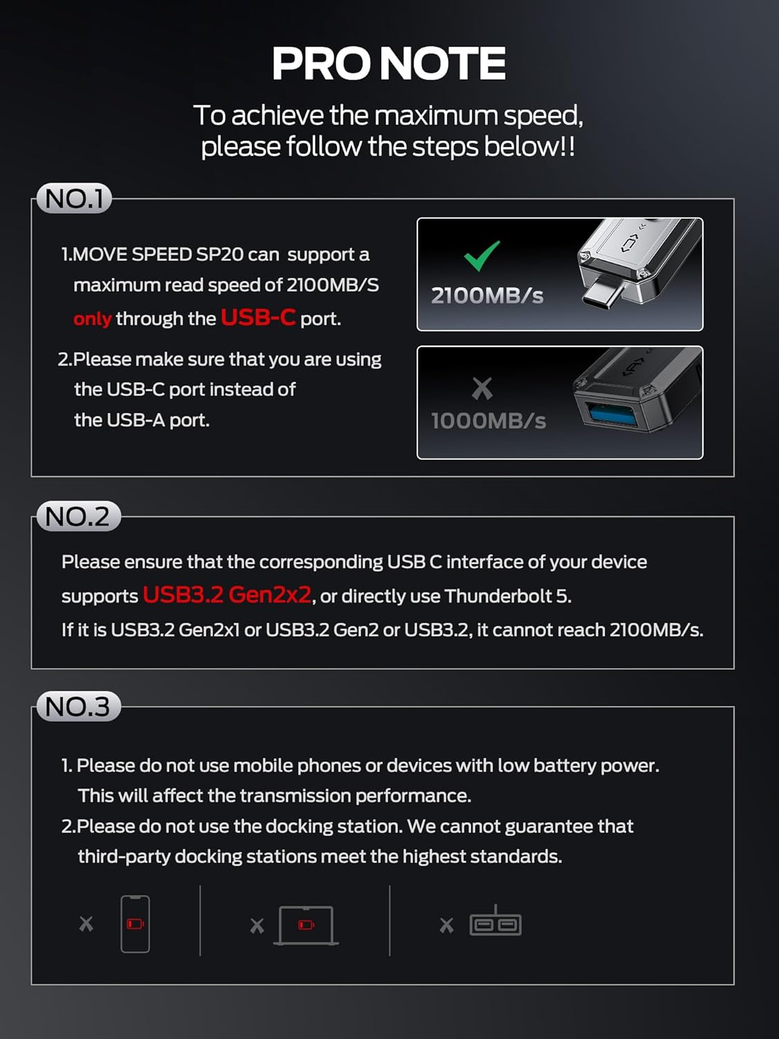 MOVE SPEED 512GB External SSD, 2100MB/s TLC Reliable Transfer Portable SSD with USB 3.2 Gen2x2 + Type C, Cool USB Drive for Phone/Windows/Mac (SP20)