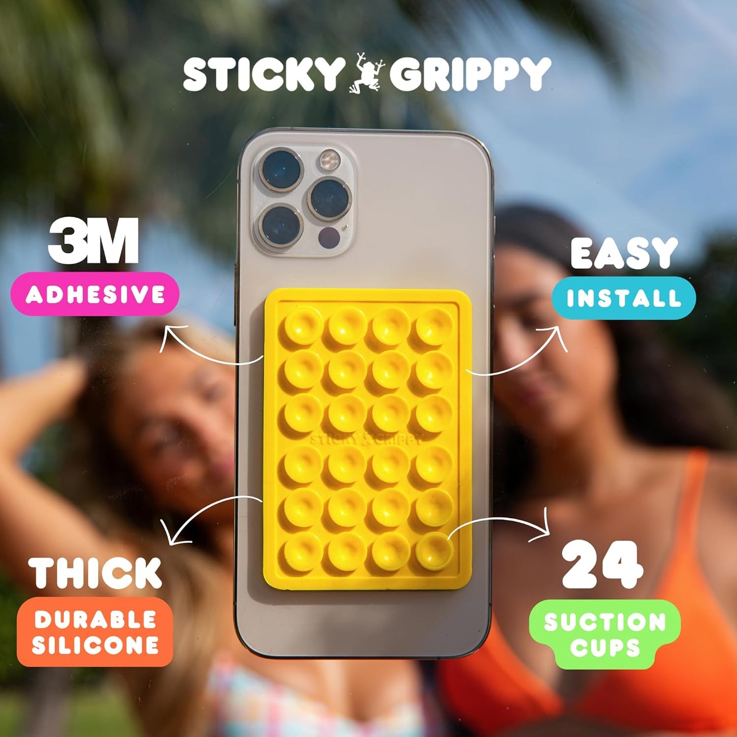 Suction Phone Case Mount, Sillicon Adhesive Phone Accessory for iPhone and Android, Hands-Free Fidget Toy Mirror Shower Phone Holder, Tiktok Videos and Selfies (Bubble Gum)