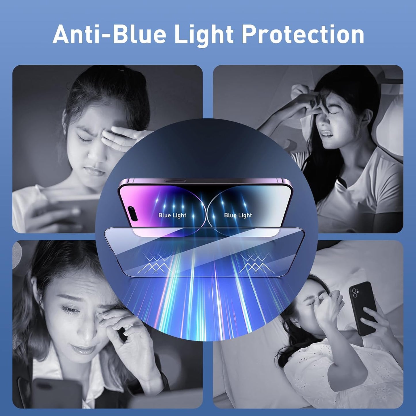 [Auto Alignment Kit] for iPhone 14 Pro Max Screen Protector Blue Light [6.7 inch] Full Coverage Dynamic Island Compatible, Anti Glare Anti Blue Light Tempered Glass Film, Case Friendly,2 Pack