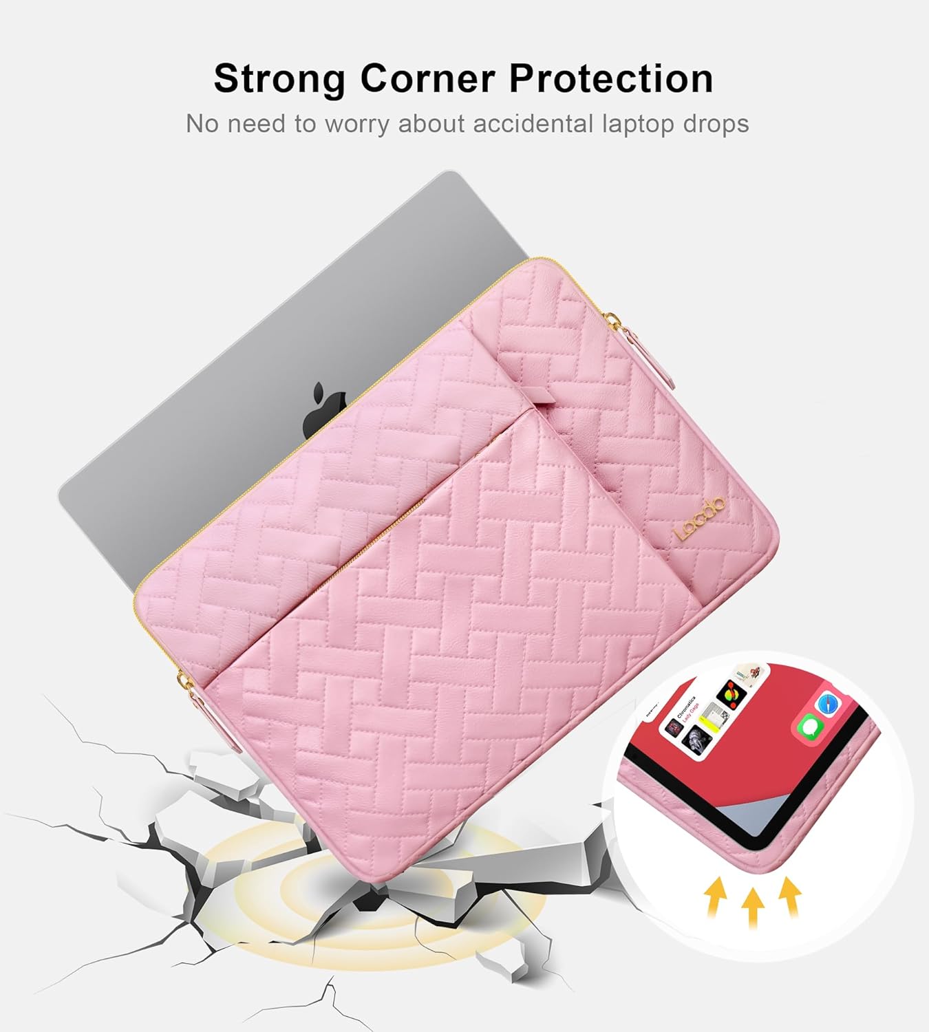 Lacdo Laptop Sleeve Case for 16 inch New MacBook Pro M4/M3/M2/M1 Pro/Max A3403 A3186 A2991 A2780 A2485 2024-2019 | 15 inch Microsoft Surface Laptop 7th Copilot+PC/6/5/4/3/2/1 Computer Bag, Sakura Pink
