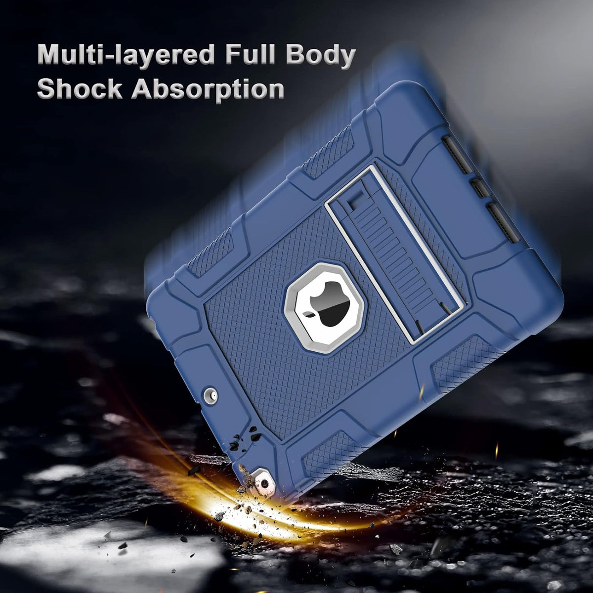 Rantice iPad 9th Generation Case, iPad 8th Generation Case, iPad 7th Generation Case, Hybrid Shockproof Rugged Drop Protection Cover with Kickstand for iPad 10.2'' (Navy+Gray)