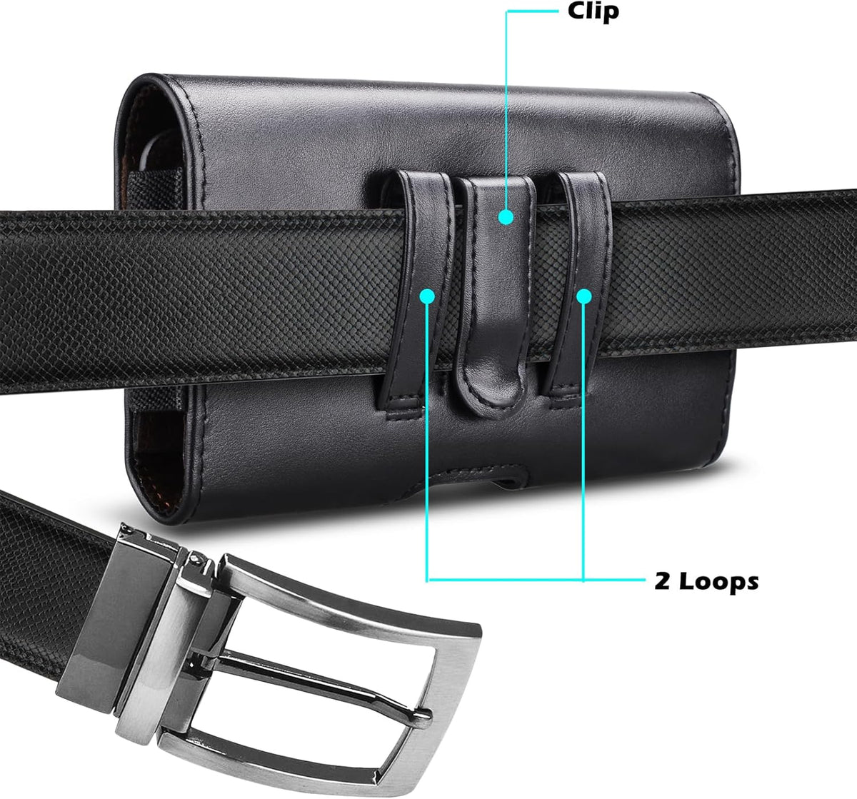 Phone Holster for iPhone 16 15 14 Pro Max 13 12 11 XR X XS SE 8 Plus 7 Plus 6s 6 Nylon Cell Phone Pouch Belt Holder Carrying Case with Belt Clip Loops,Black