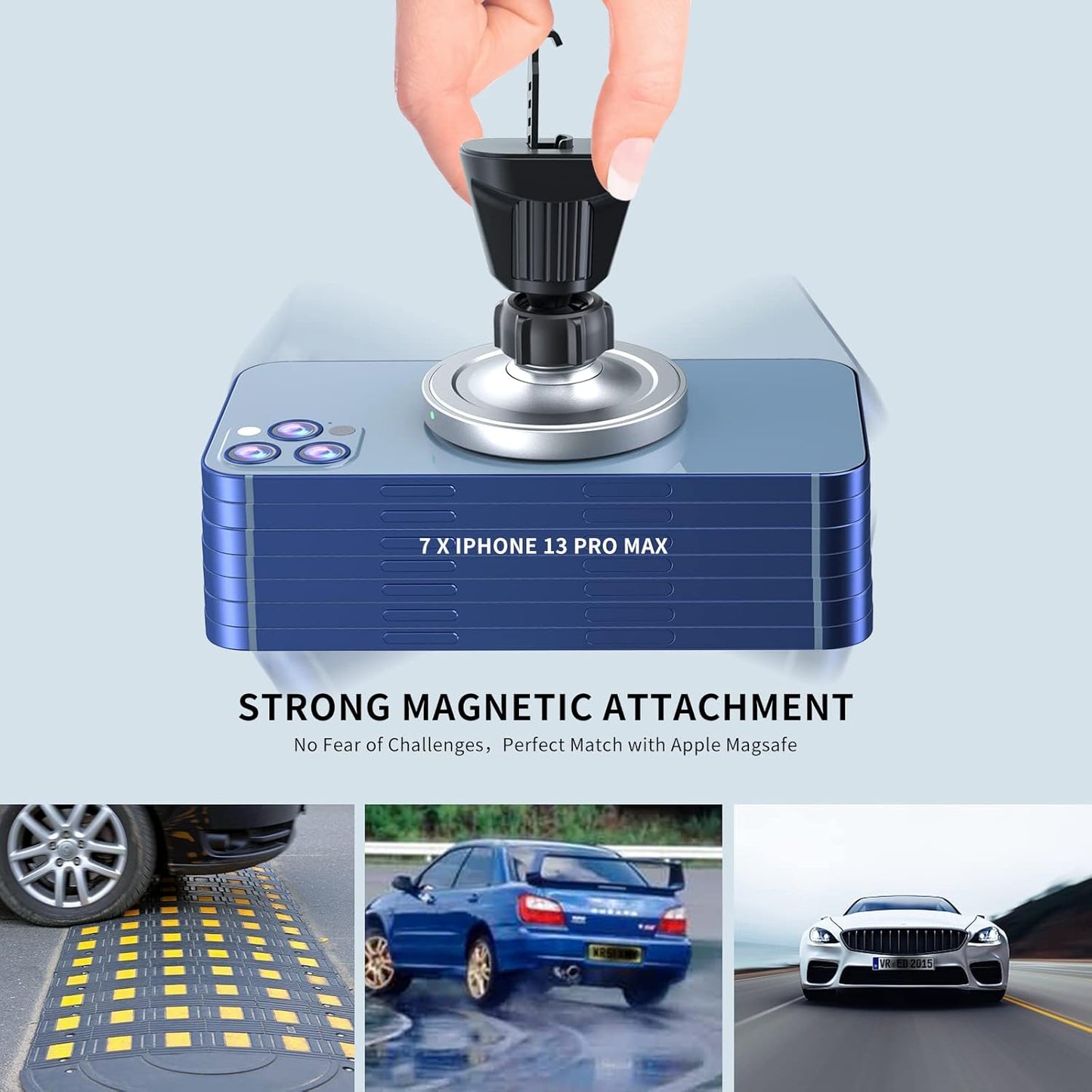 Magnetic Wireless Car Charger Compatible with MagSafe Car Charger Mount, 360° Adjustable Auto Alignment Air Vent Mount for iPhone 13/13 Pro/13 Pro Max/13 Mini/iPhone 12/12 Pro/12 Pro Max,(Silver)