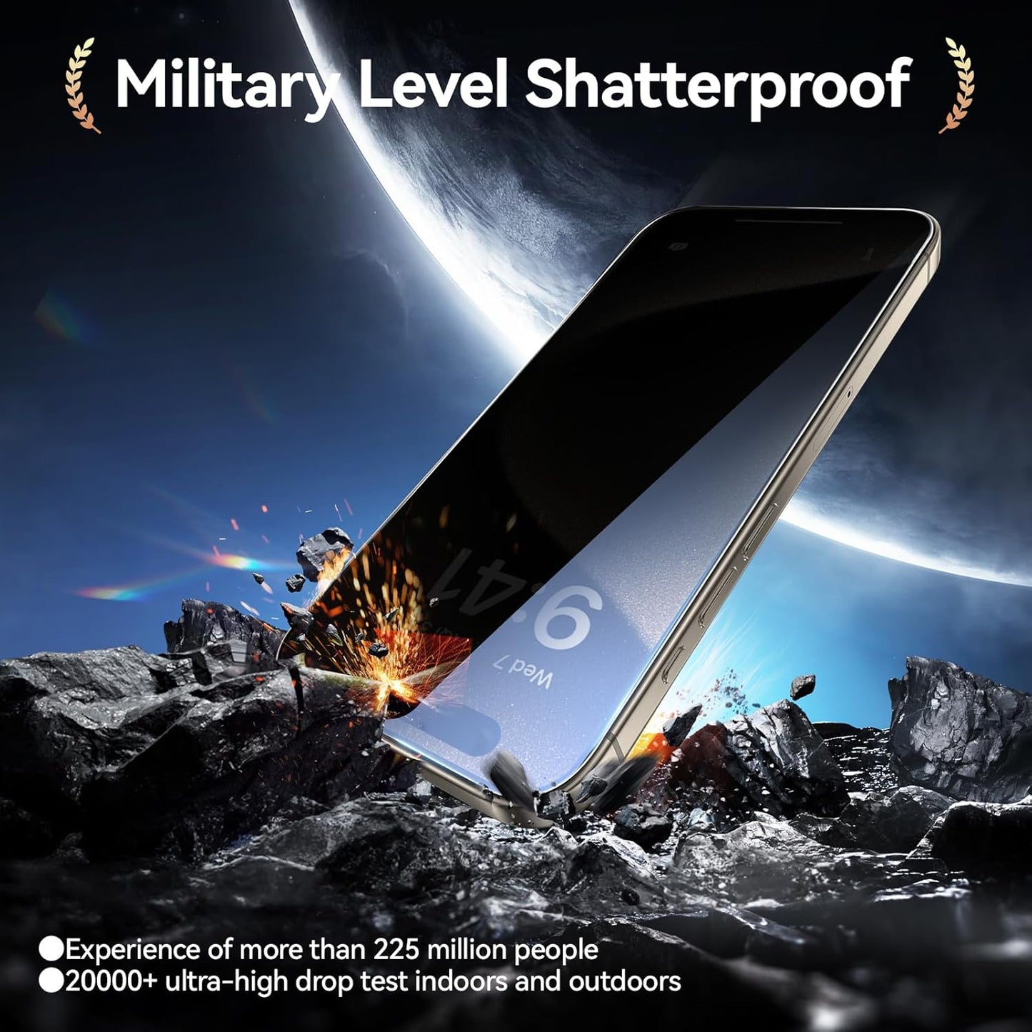 SMARTDEVIL 2+2Pack for iPhone 15 Pro Privacy Screen Protector with Camera Lens Protector,Shatterproof Tempered Glass[True 28°Anti Spy][9H Hardness][Automatic Dust-Elimination Install]