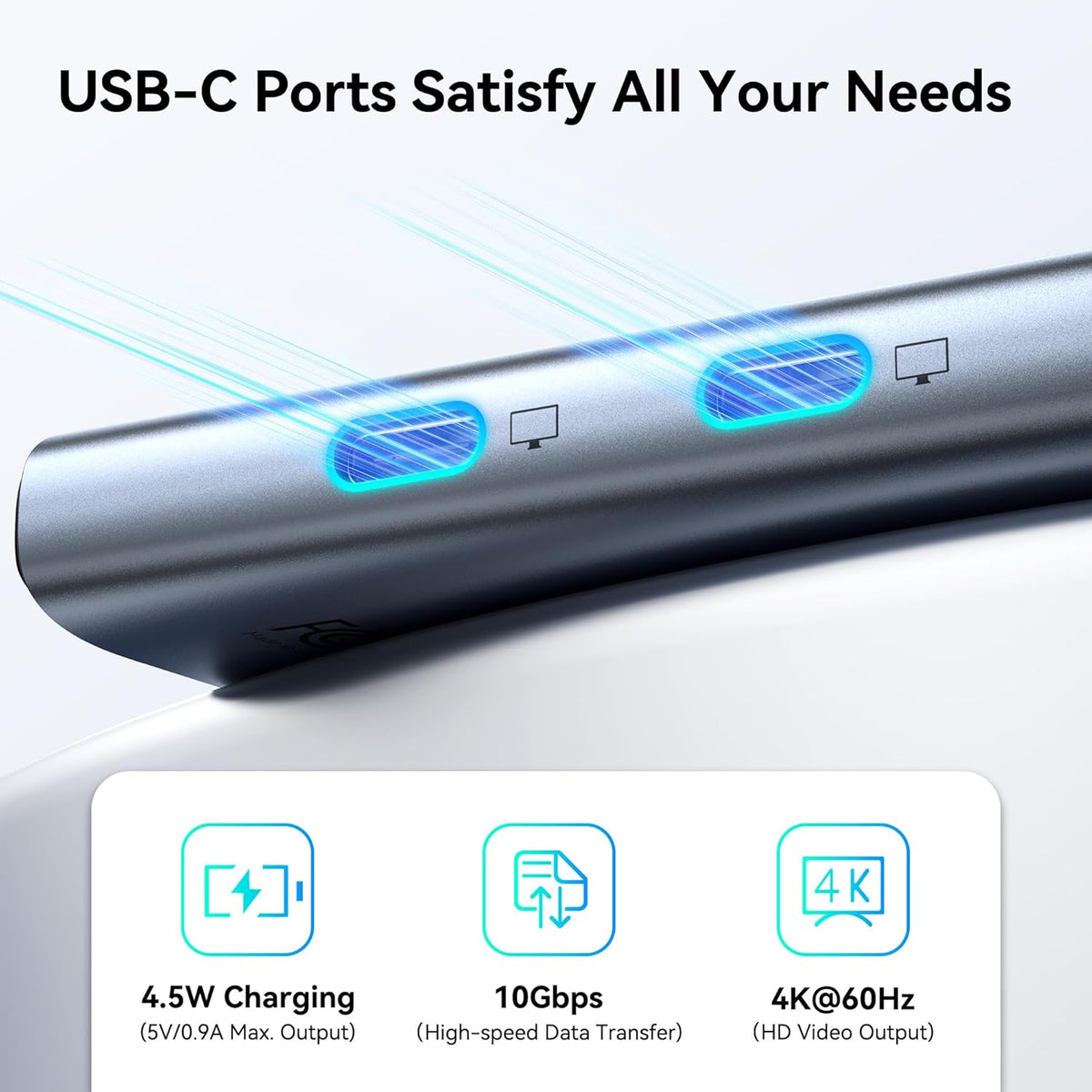 USB C to USB C Hub Dual Monitor, USBC Splitter with 4K@60Hz DP Alt Mode Video Output, 10Gbps Data Transfer, 100W PD Charging, Dual Monitor Adapter for Laptop, Portable Monitor and More Type C Devices