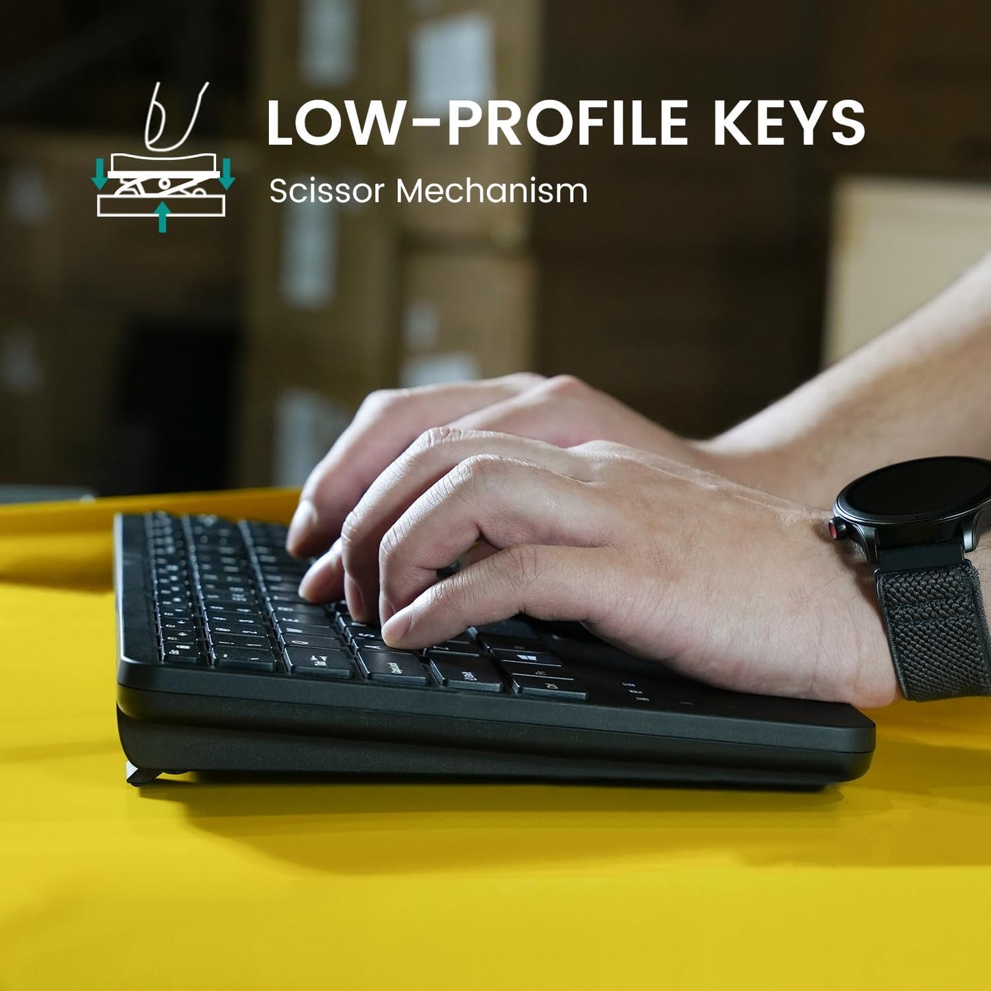 Perixx PERIBOARD-725 Wireless Keyboard with Touchpad - Multi-Device Connection with 2.4G and Bluetooth - Silent Scissor Keys - 11.18x7.17x1.1 Inches Dimension - US English