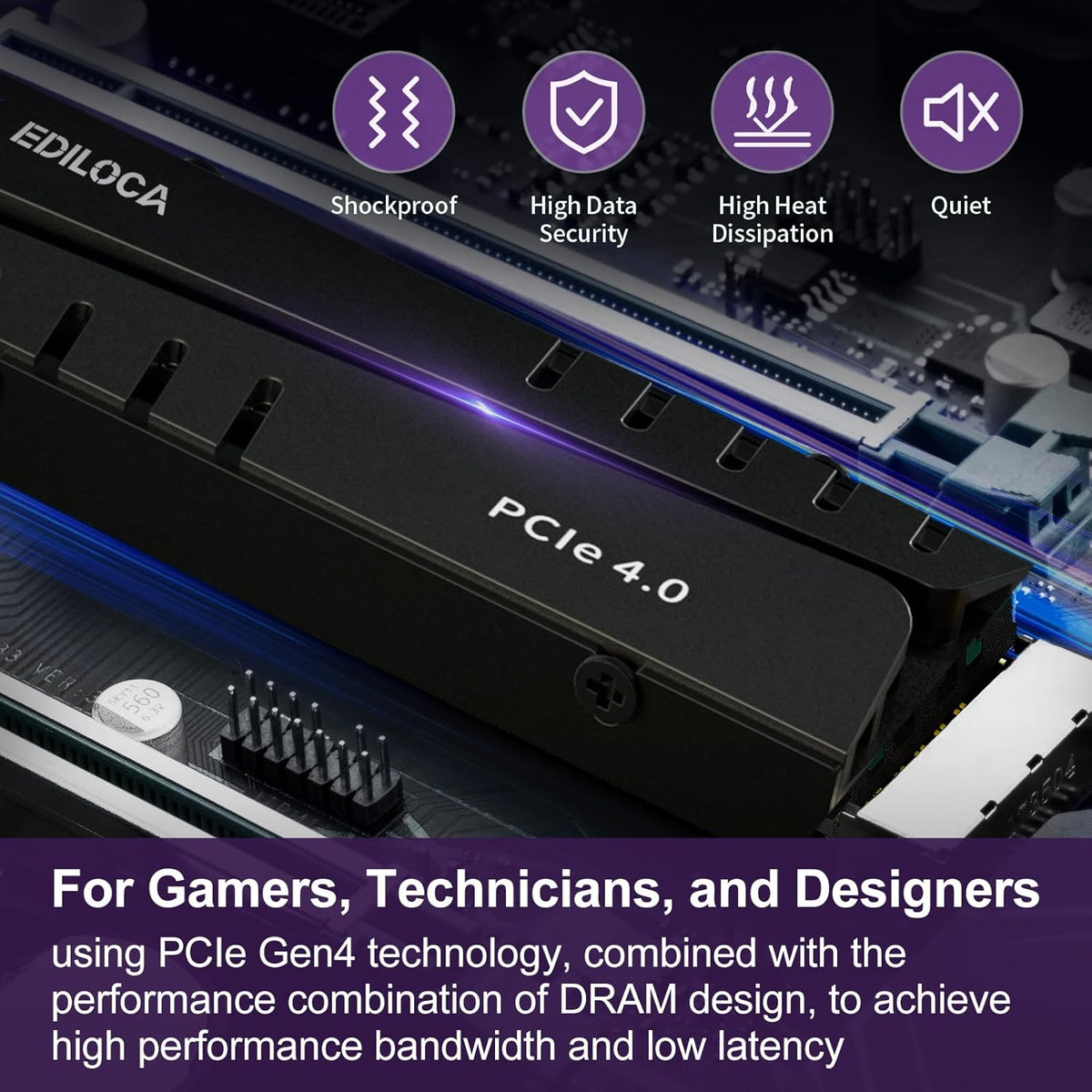 1TB PS5 SSD with Heatsink PCIe Gen4 NVMe M.2 Gaming SSD, 7400MB/s Read, 1GB DRAM Cache, 3D TLC | Internal Solid State Drive Compatible with PS5 & PC(EN855)