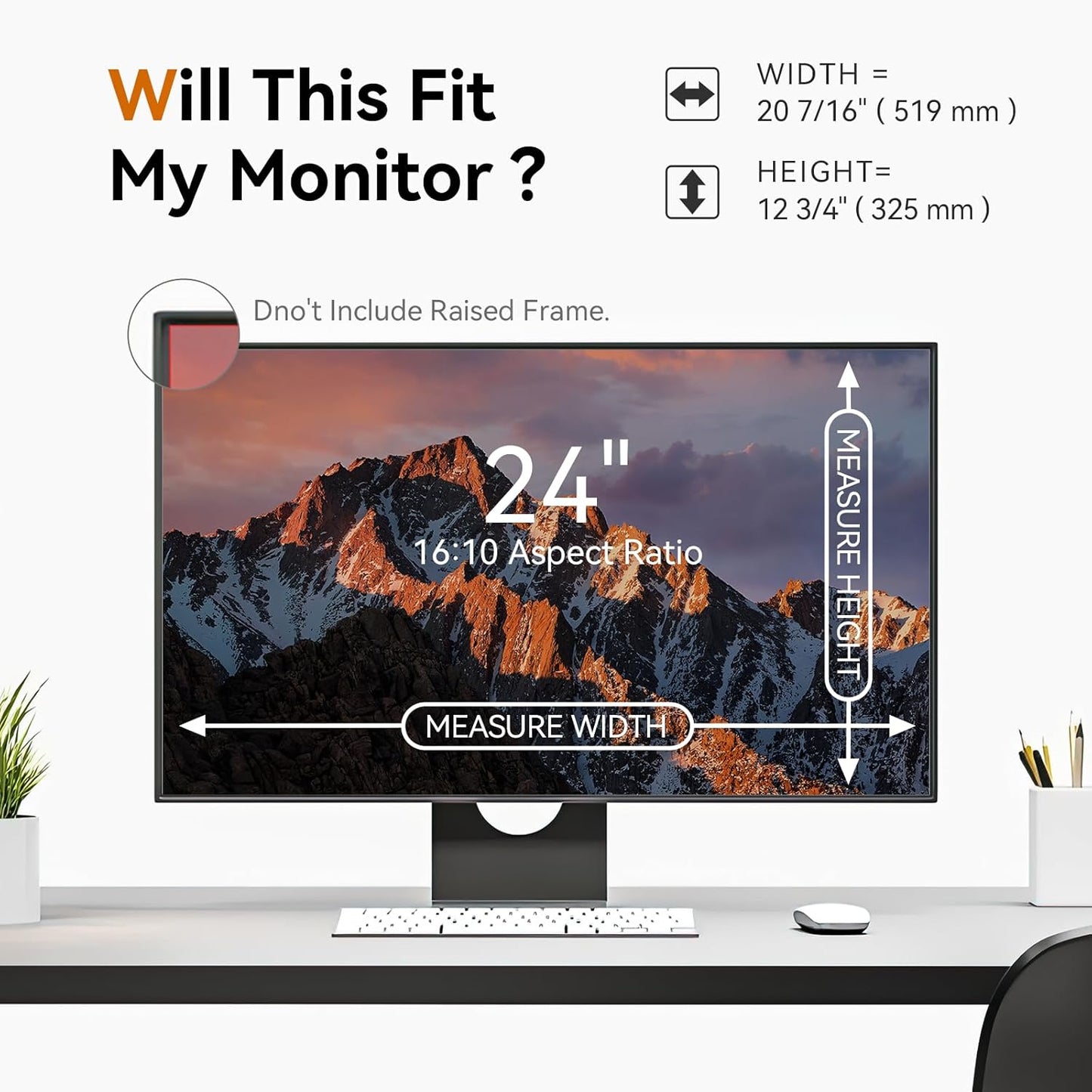 [2 Pack] 24 Inch Computer Privacy Screen for 16:10 Aspect Ratio Widescreen Monitor, Eye Protection Anti Glare Blue Light Computer Monitor Privacy Filter, Removable Anti-Scratch 24in Protector Film