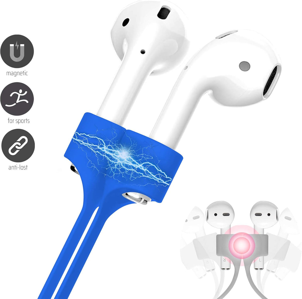 Ultra Strong Magnetic Airpod Pro Strap Anti-Lost Cord Sports Lanyard Compatible with Airpods 3rd 2nd Generation Pro 3 2 1 (Blue)