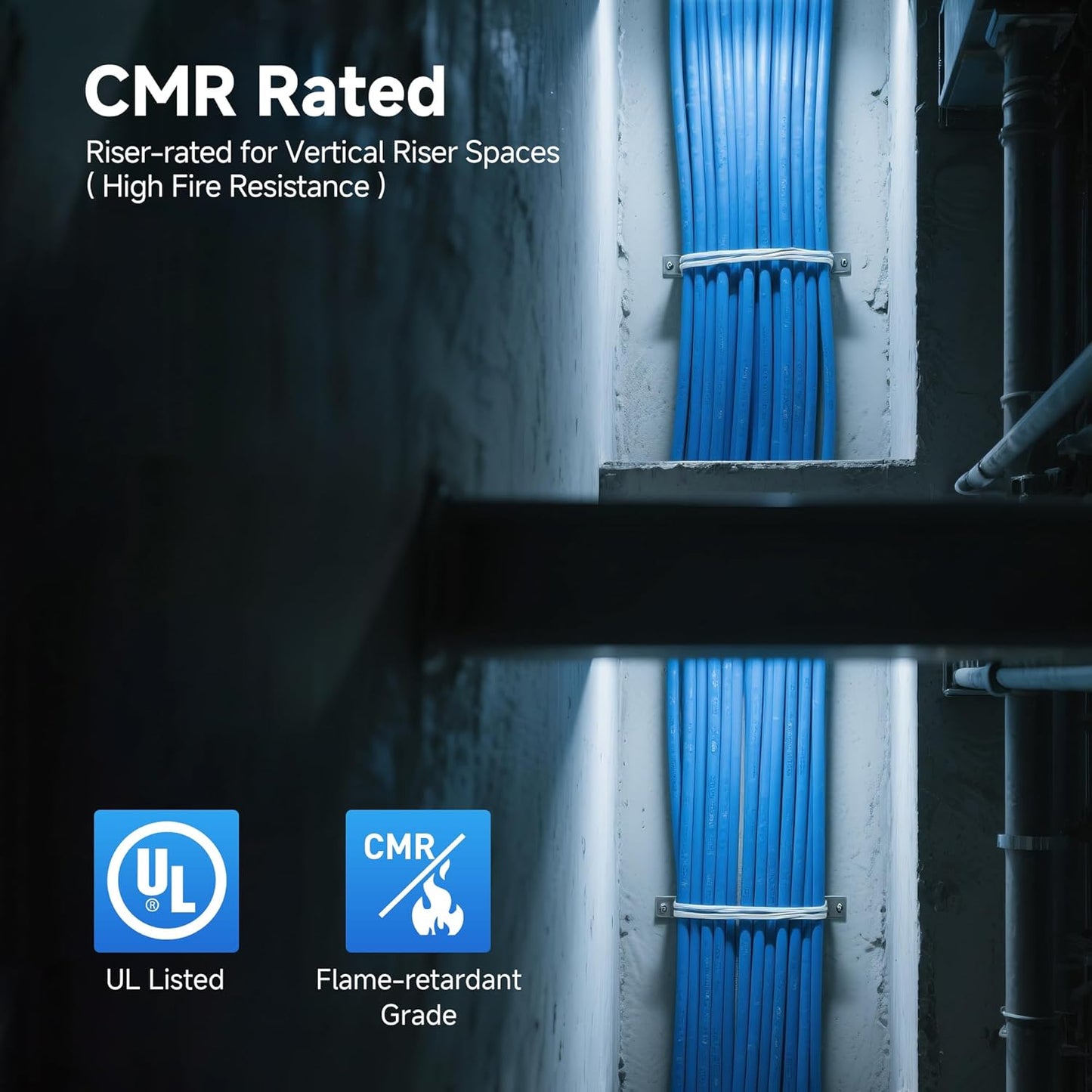 Cable Matters [UL Listed] 10Gbps in-Wall Riser Rated (CMR) 23AWG Bare Copper Cat6 Ethernet Cable - 1000ft, Cat 6 Ethernet Cable Spool, Cat 6 Cord Bulk, Blue